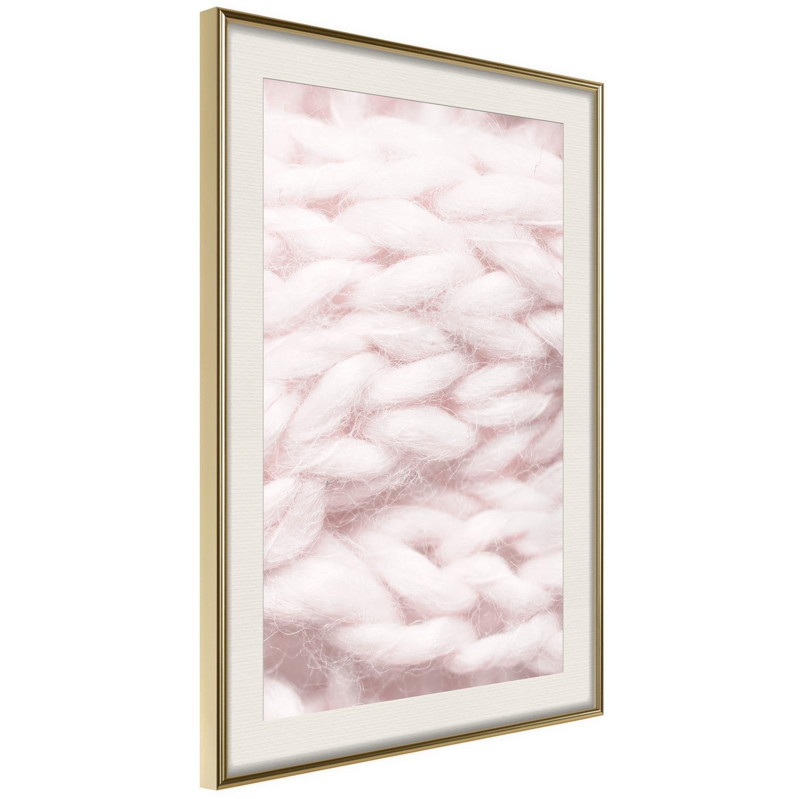 Inramad Poster / Tavla - Pale Pink Knit-Poster Inramad-Artgeist-20x30-Guldram med passepartout-peaceofhome.se