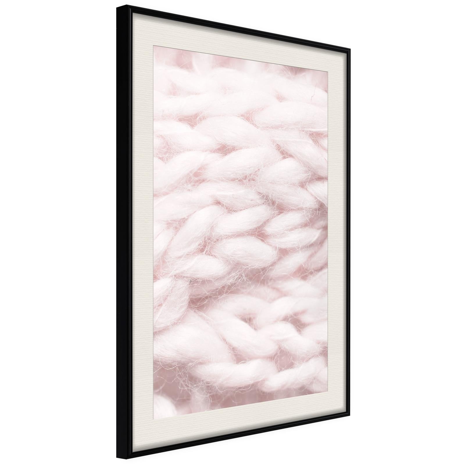 Inramad Poster / Tavla - Pale Pink Knit-Poster Inramad-Artgeist-20x30-Svart ram med passepartout-peaceofhome.se