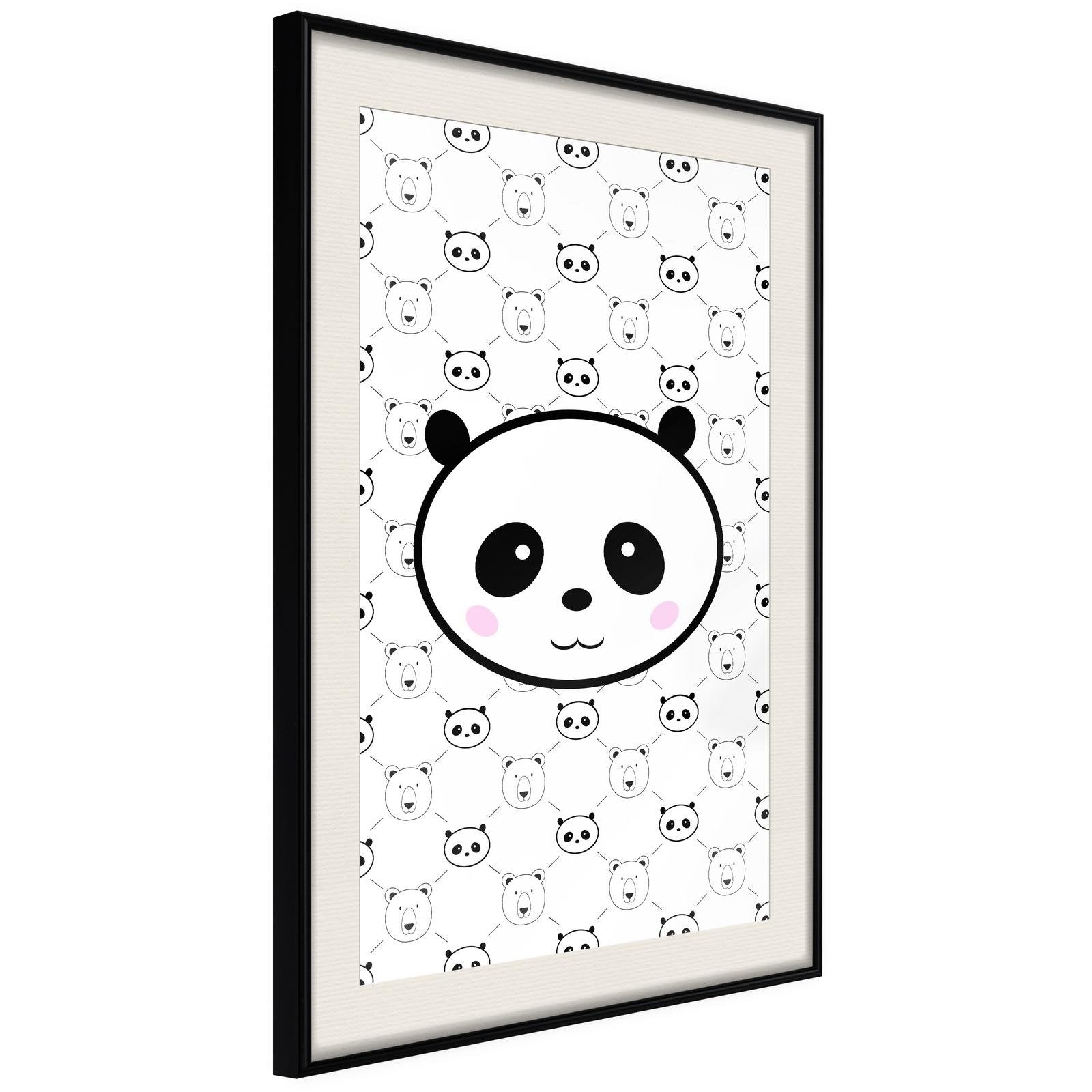 Inramad Poster / Tavla - Panda and Friends-Poster Inramad-Artgeist-20x30-Svart ram med passepartout-peaceofhome.se