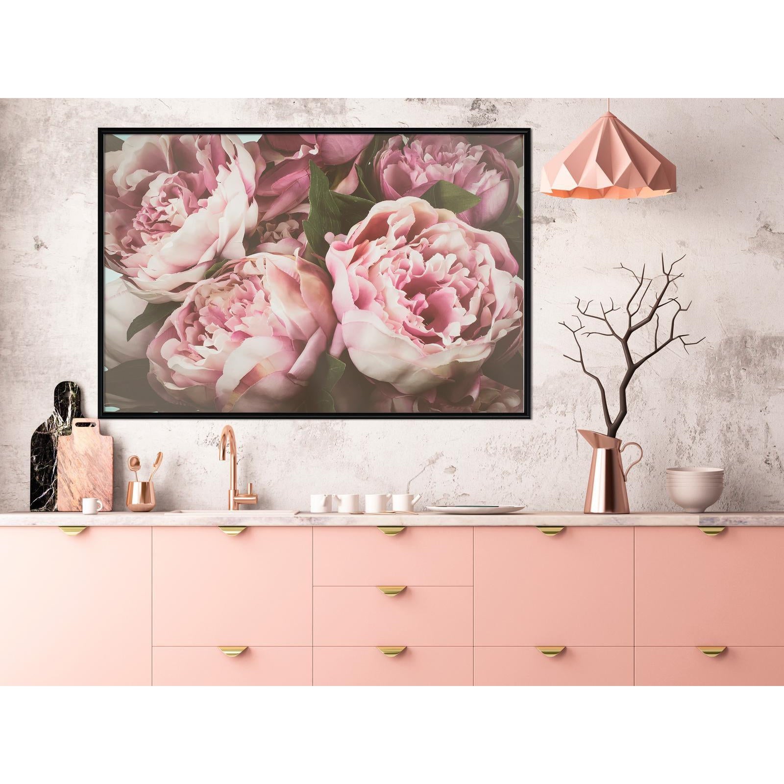 Inramad Poster / Tavla - Pastel Peonies-Poster Inramad-Artgeist-peaceofhome.se