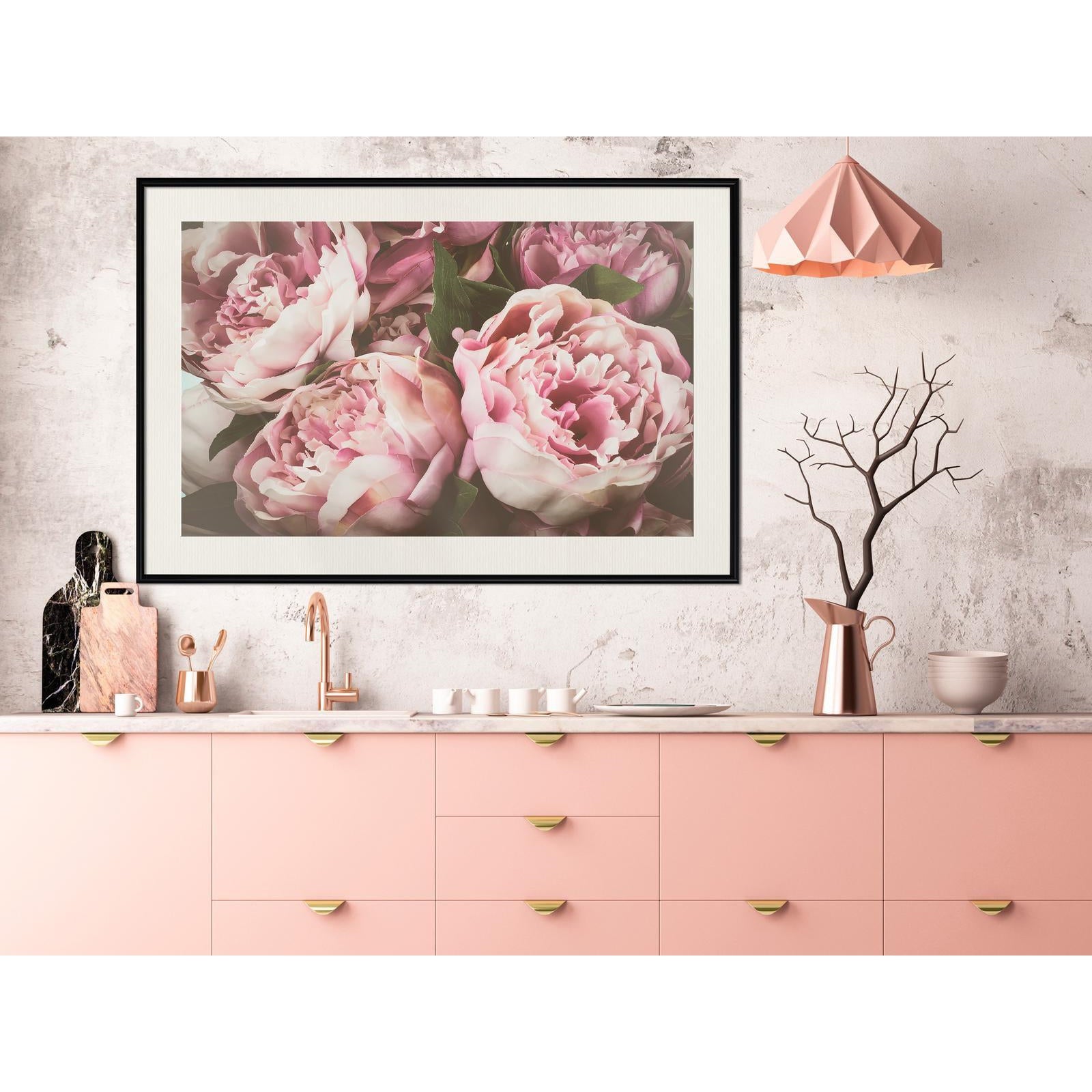 Inramad Poster / Tavla - Pastel Peonies-Poster Inramad-Artgeist-peaceofhome.se