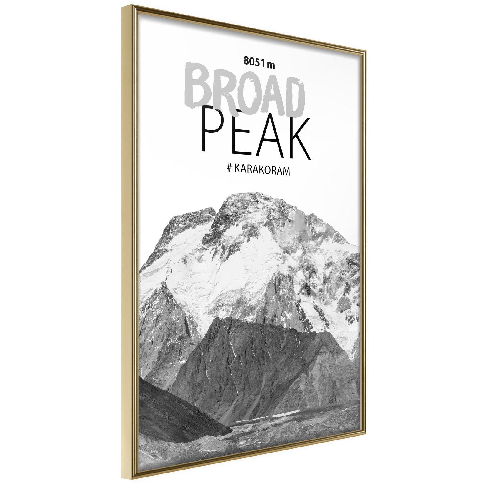 Inramad Poster / Tavla - Peaks of the World: Broad Peak-Poster Inramad-Artgeist-20x30-Guldram-peaceofhome.se