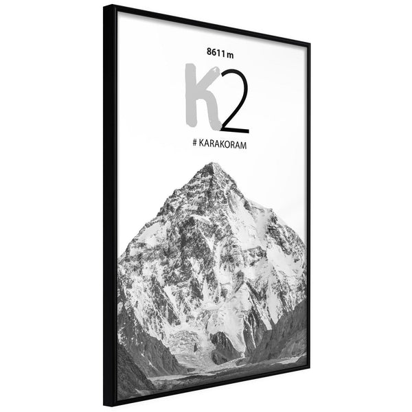 Inramad Poster / Tavla - Peaks of the World: K2-Poster Inramad-Artgeist-20x30-Svart ram-peaceofhome.se