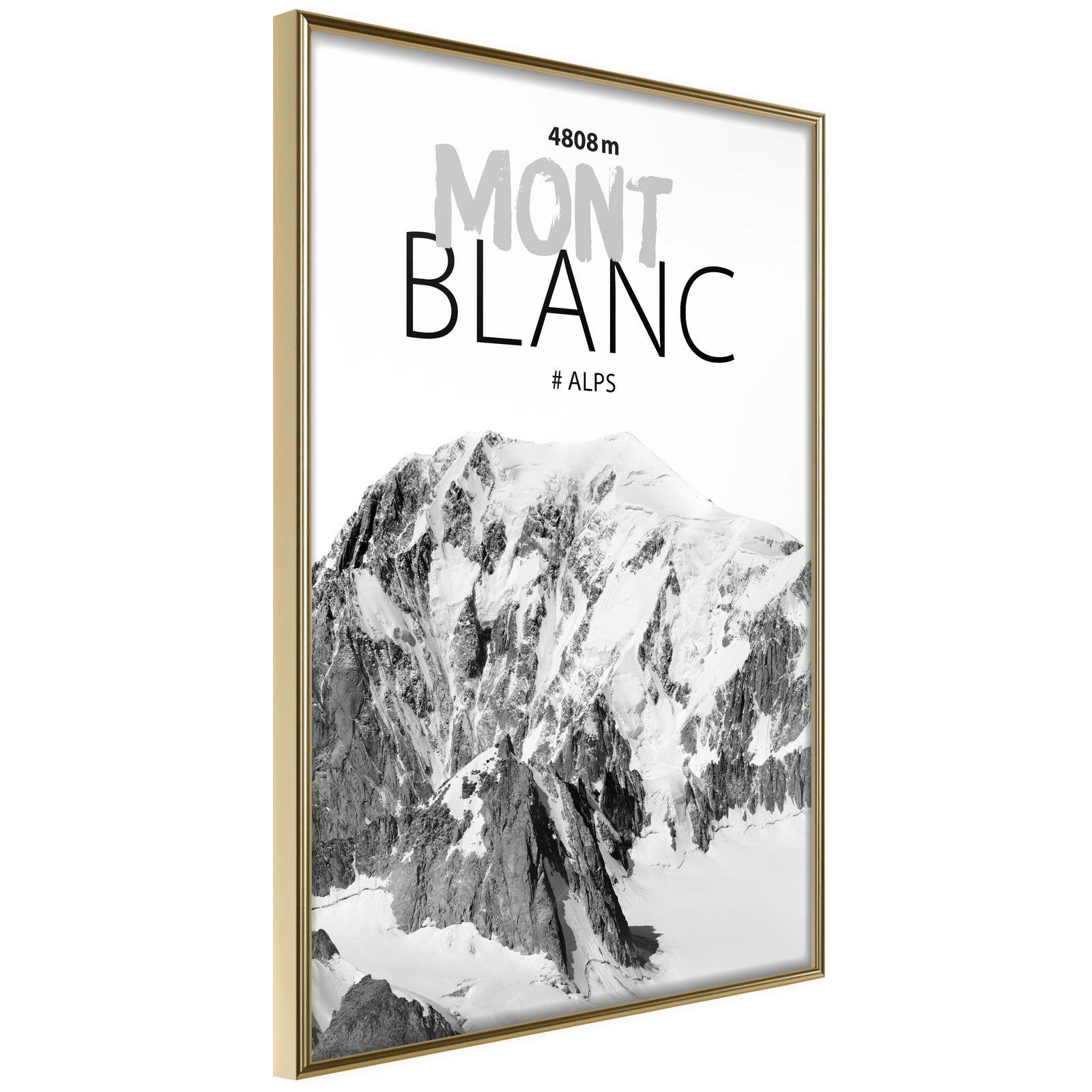 Inramad Poster / Tavla - Peaks of the World: Mont Blanc-Poster Inramad-Artgeist-20x30-Guldram-peaceofhome.se