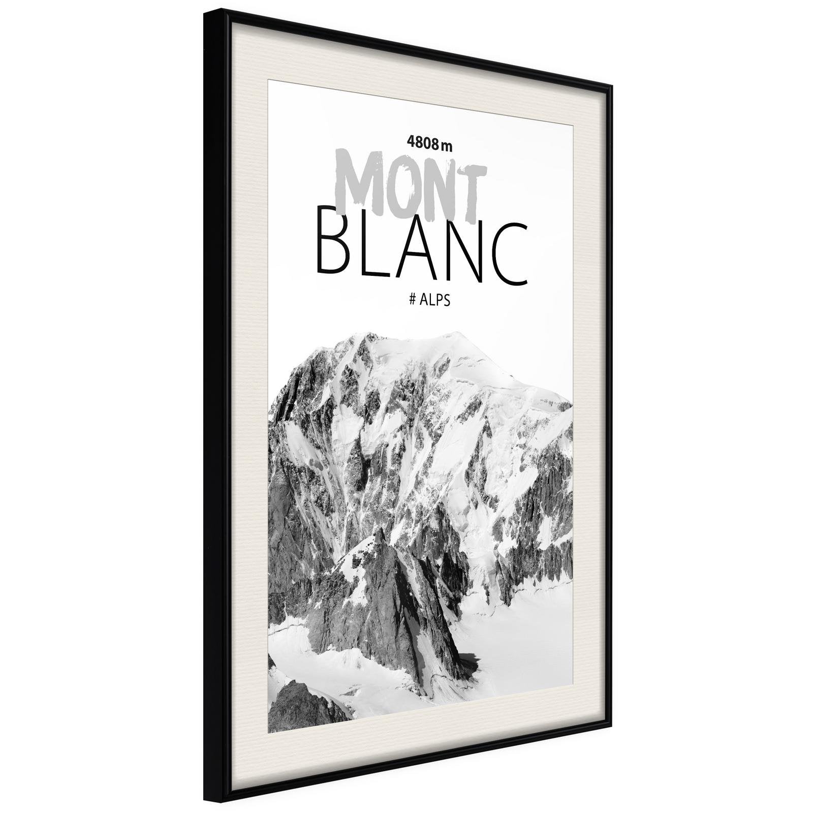 Inramad Poster / Tavla - Peaks of the World: Mont Blanc-Poster Inramad-Artgeist-20x30-Svart ram med passepartout-peaceofhome.se