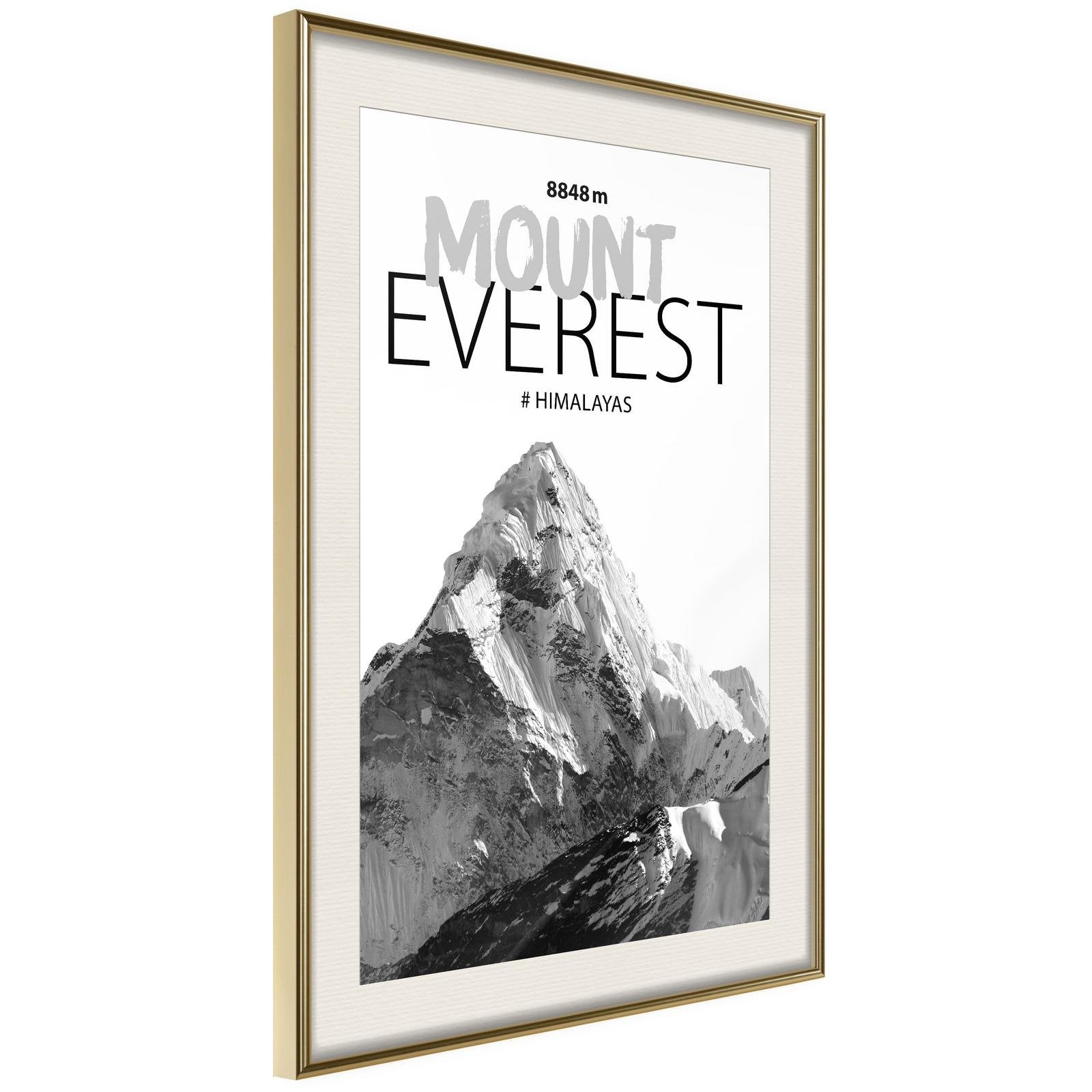Inramad Poster / Tavla - Peaks of the World: Mount Everest-Poster Inramad-Artgeist-20x30-Guldram med passepartout-peaceofhome.se