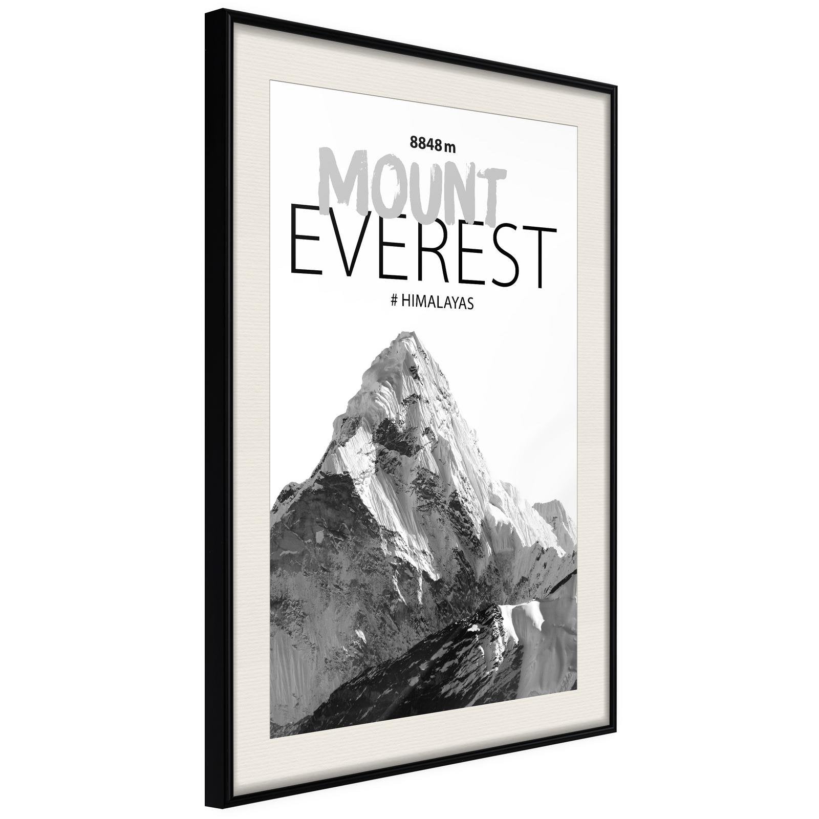 Inramad Poster / Tavla - Peaks of the World: Mount Everest-Poster Inramad-Artgeist-20x30-Svart ram med passepartout-peaceofhome.se