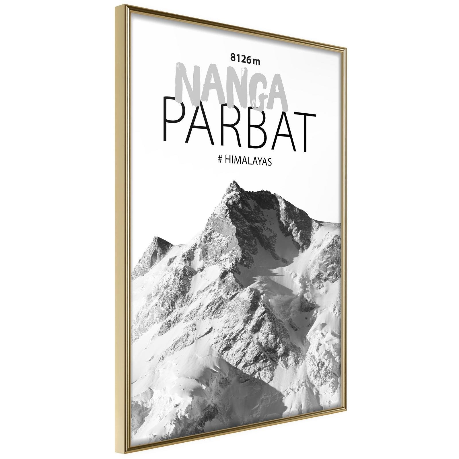 Inramad Poster / Tavla - Peaks of the World: Nanga Parbat-Poster Inramad-Artgeist-20x30-Guldram-peaceofhome.se