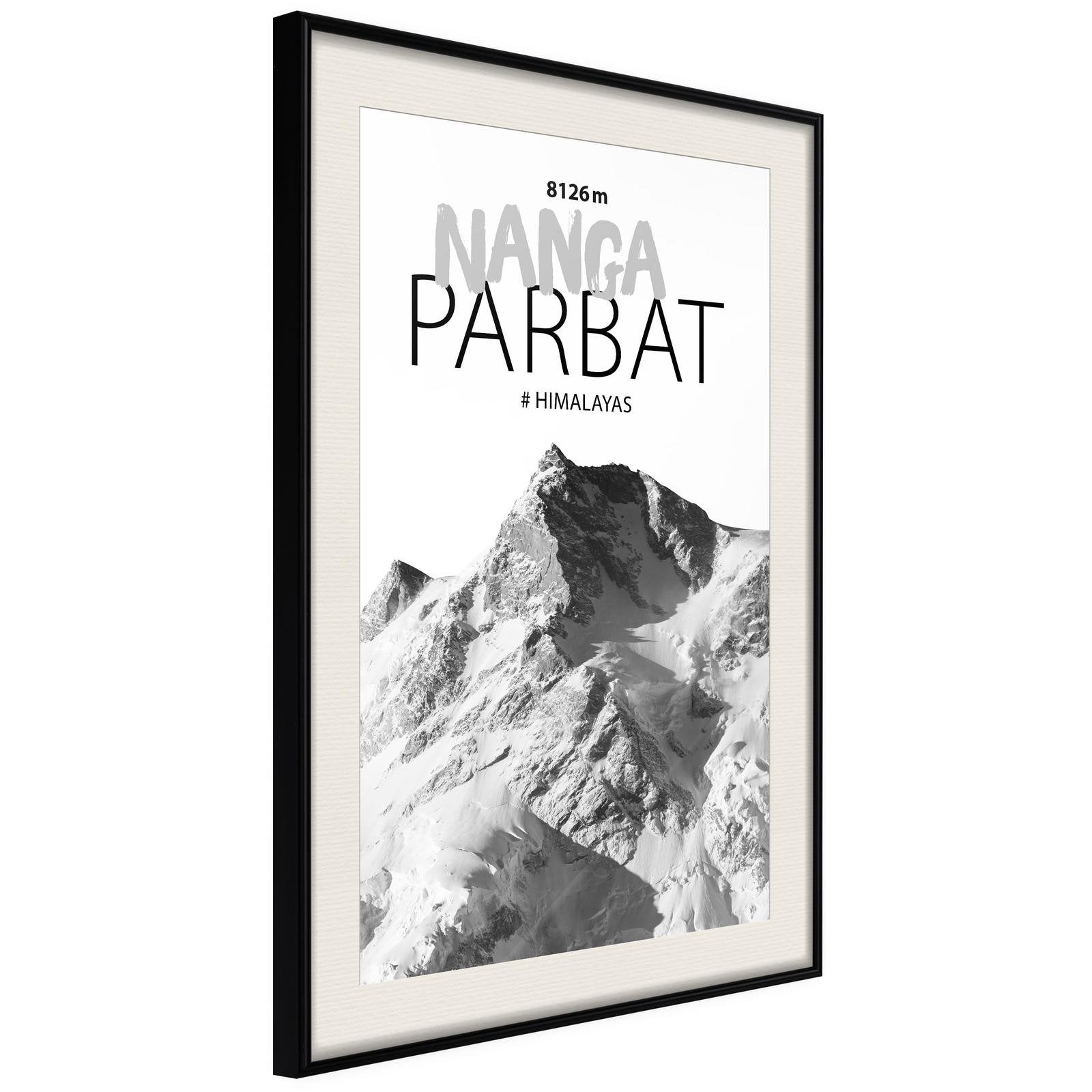 Inramad Poster / Tavla - Peaks of the World: Nanga Parbat-Poster Inramad-Artgeist-20x30-Svart ram med passepartout-peaceofhome.se