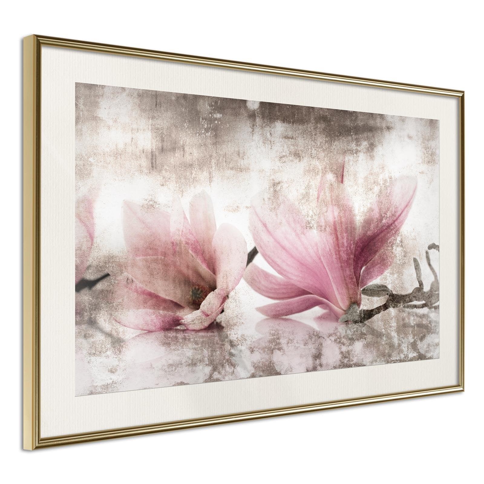 Inramad Poster / Tavla - Picked Magnolias-Poster Inramad-Artgeist-30x20-Guldram med passepartout-peaceofhome.se
