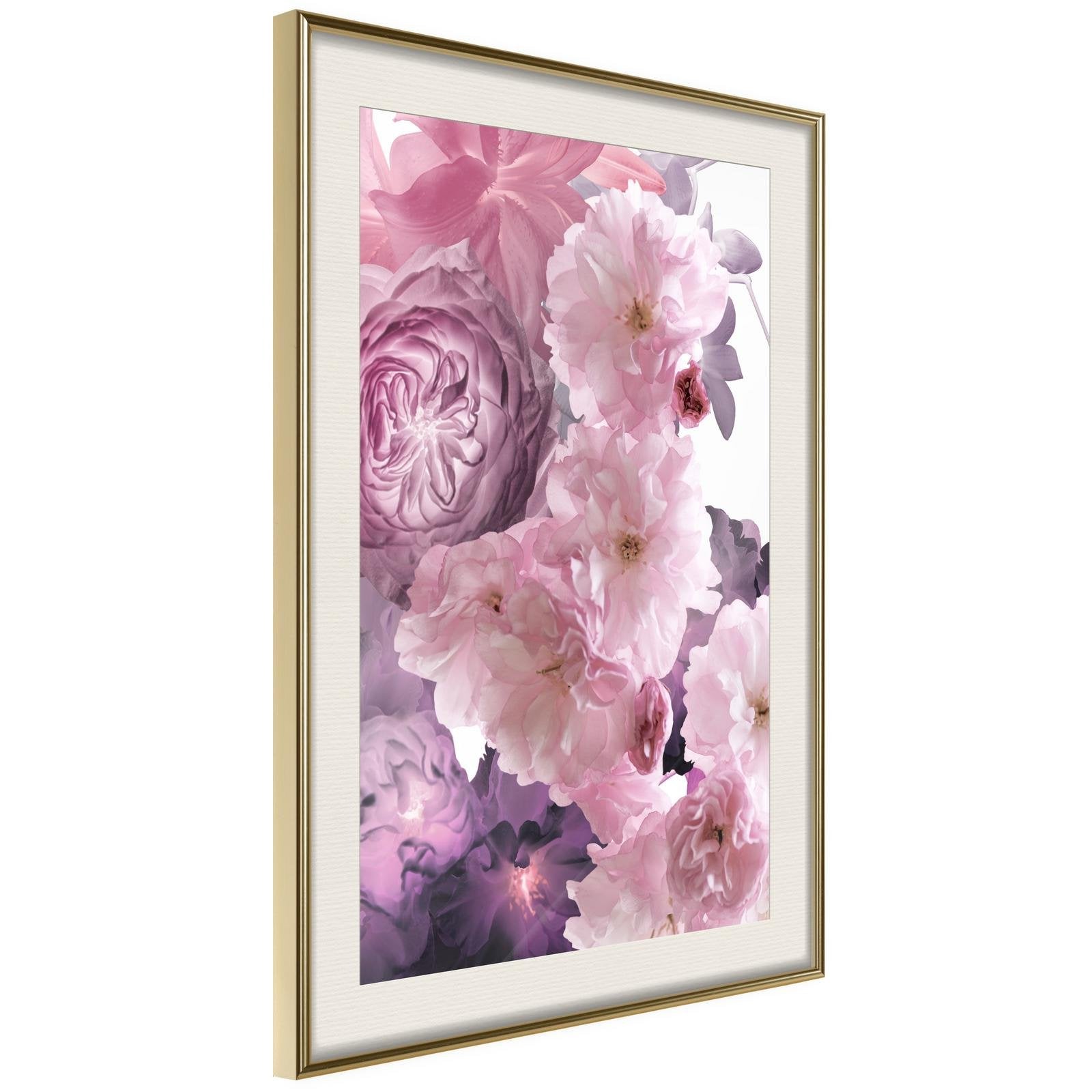 Inramad Poster / Tavla - Pink Bouquet-Poster Inramad-Artgeist-20x30-Guldram med passepartout-peaceofhome.se