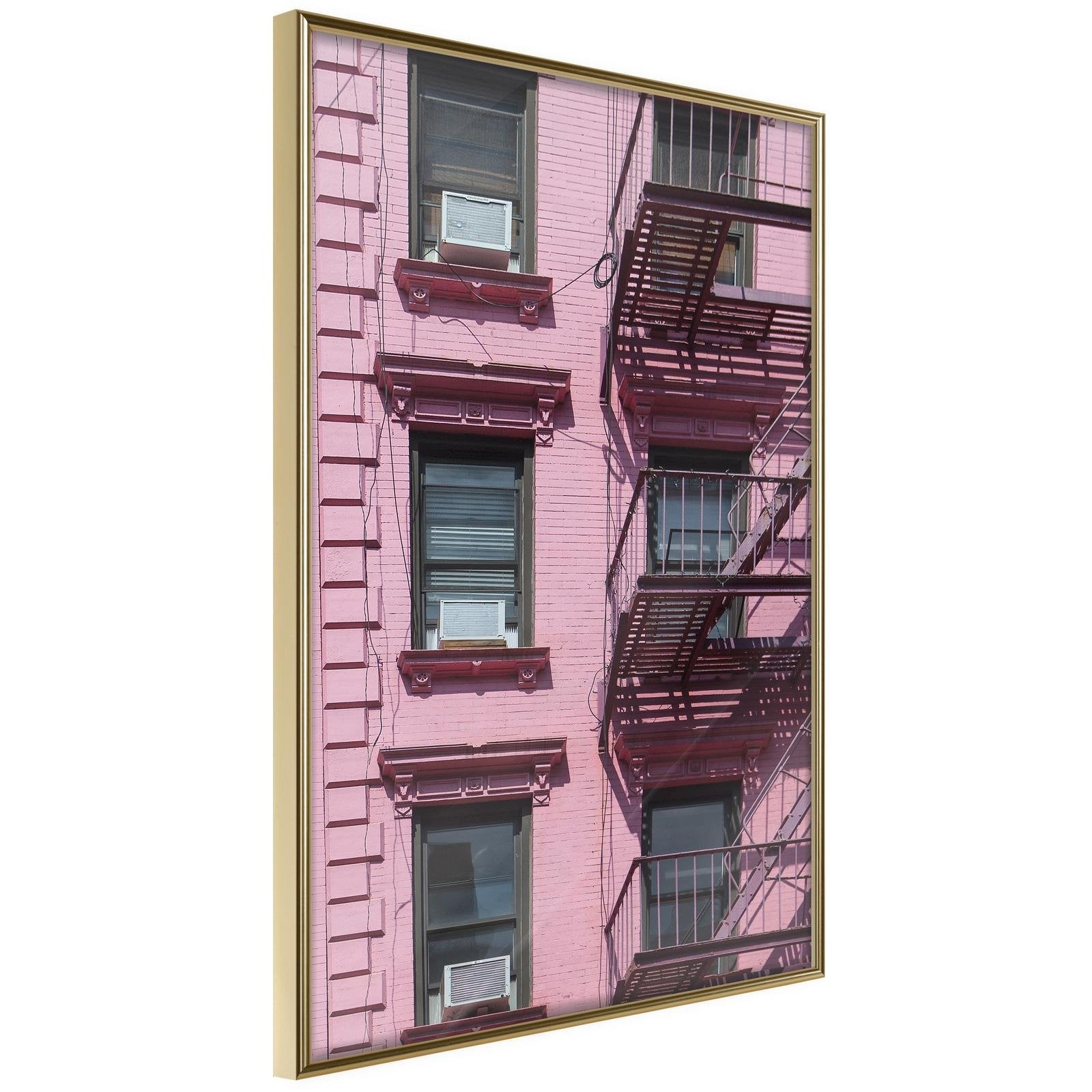 Inramad Poster / Tavla - Pink Facade-Poster Inramad-Artgeist-20x30-Guldram-peaceofhome.se