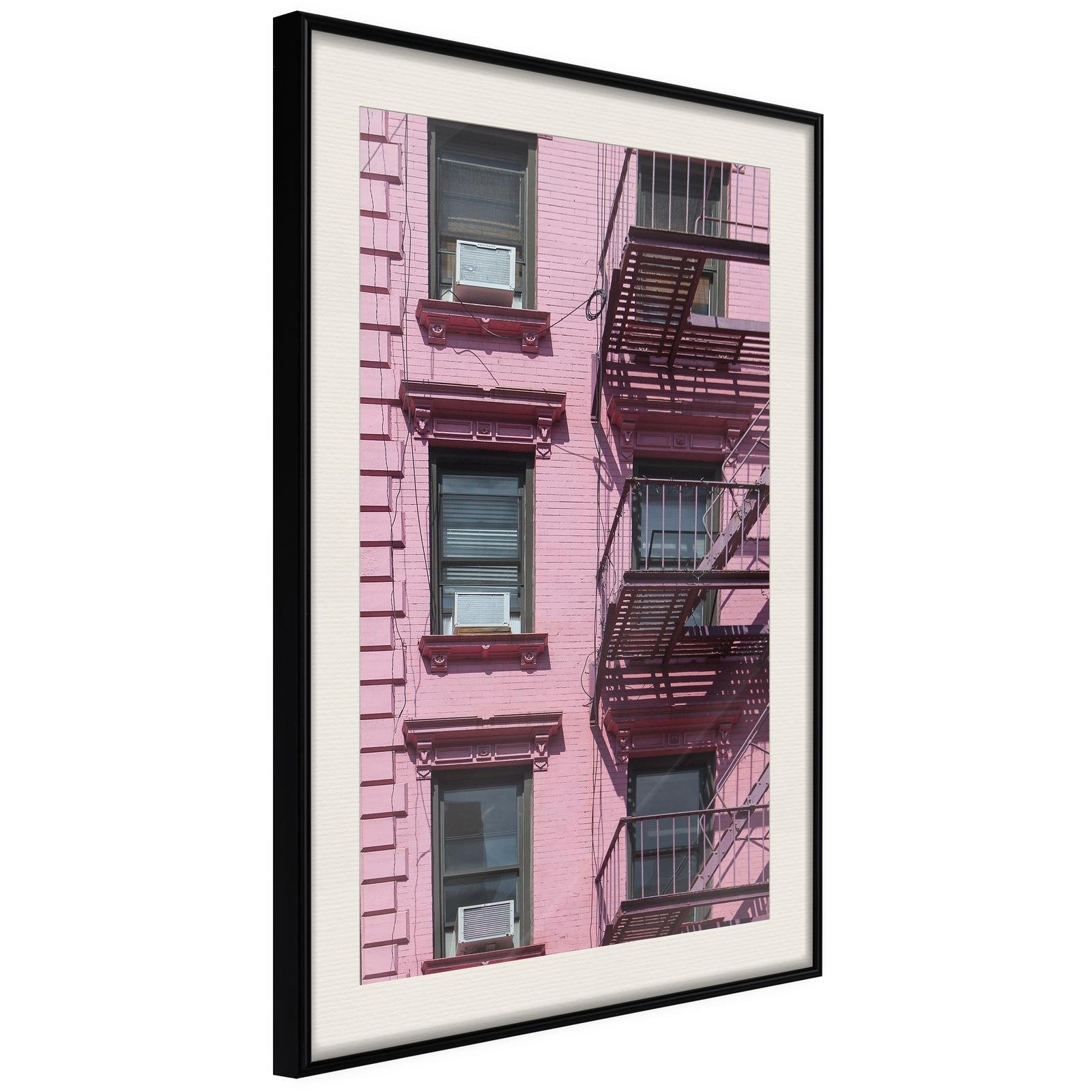 Inramad Poster / Tavla - Pink Facade-Poster Inramad-Artgeist-20x30-Svart ram med passepartout-peaceofhome.se