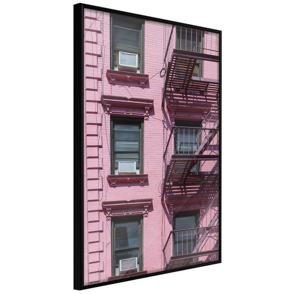 Inramad Poster / Tavla - Pink Facade-Poster Inramad-Artgeist-20x30-Svart ram-peaceofhome.se