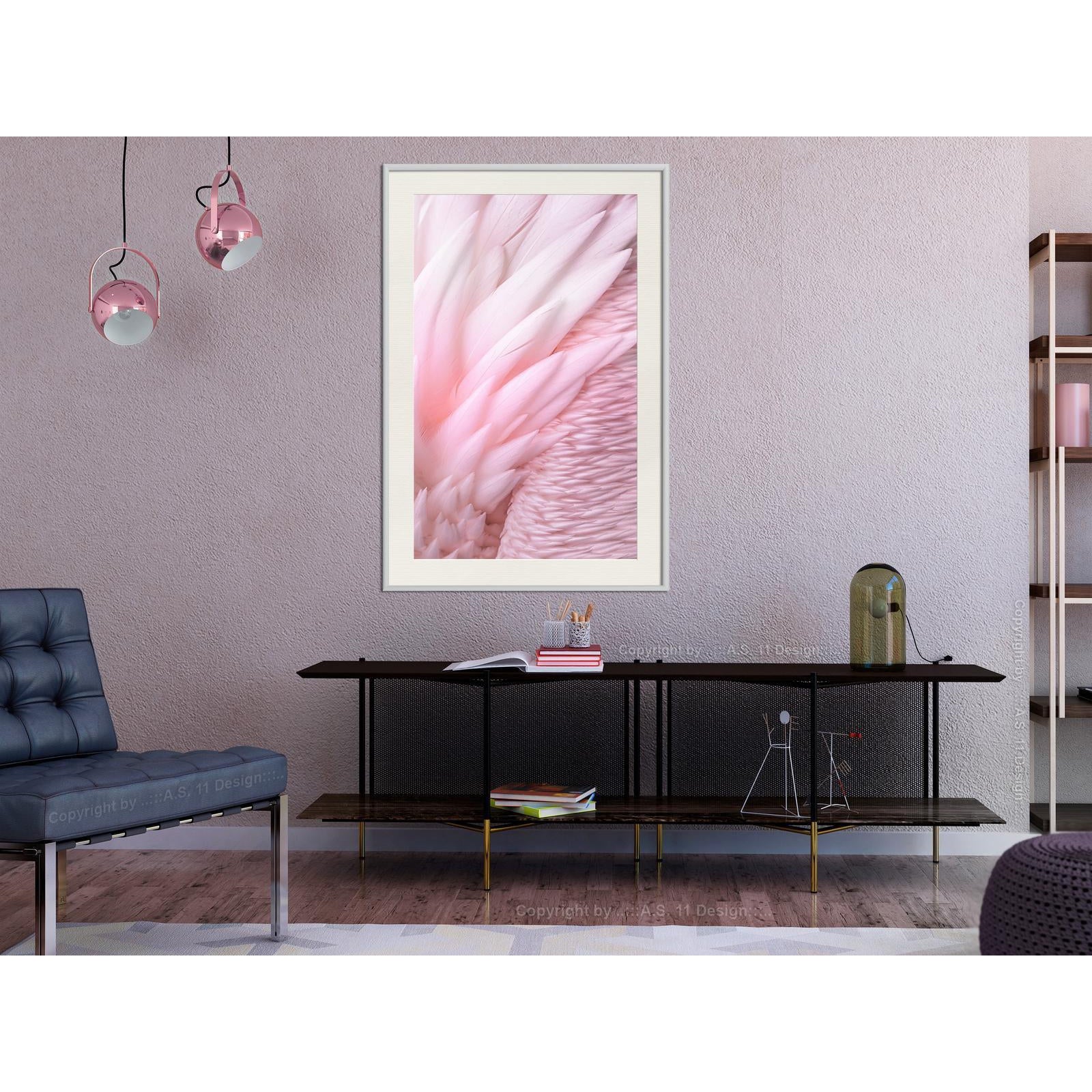 Inramad Poster / Tavla - Pink Feathers-Poster Inramad-Artgeist-peaceofhome.se