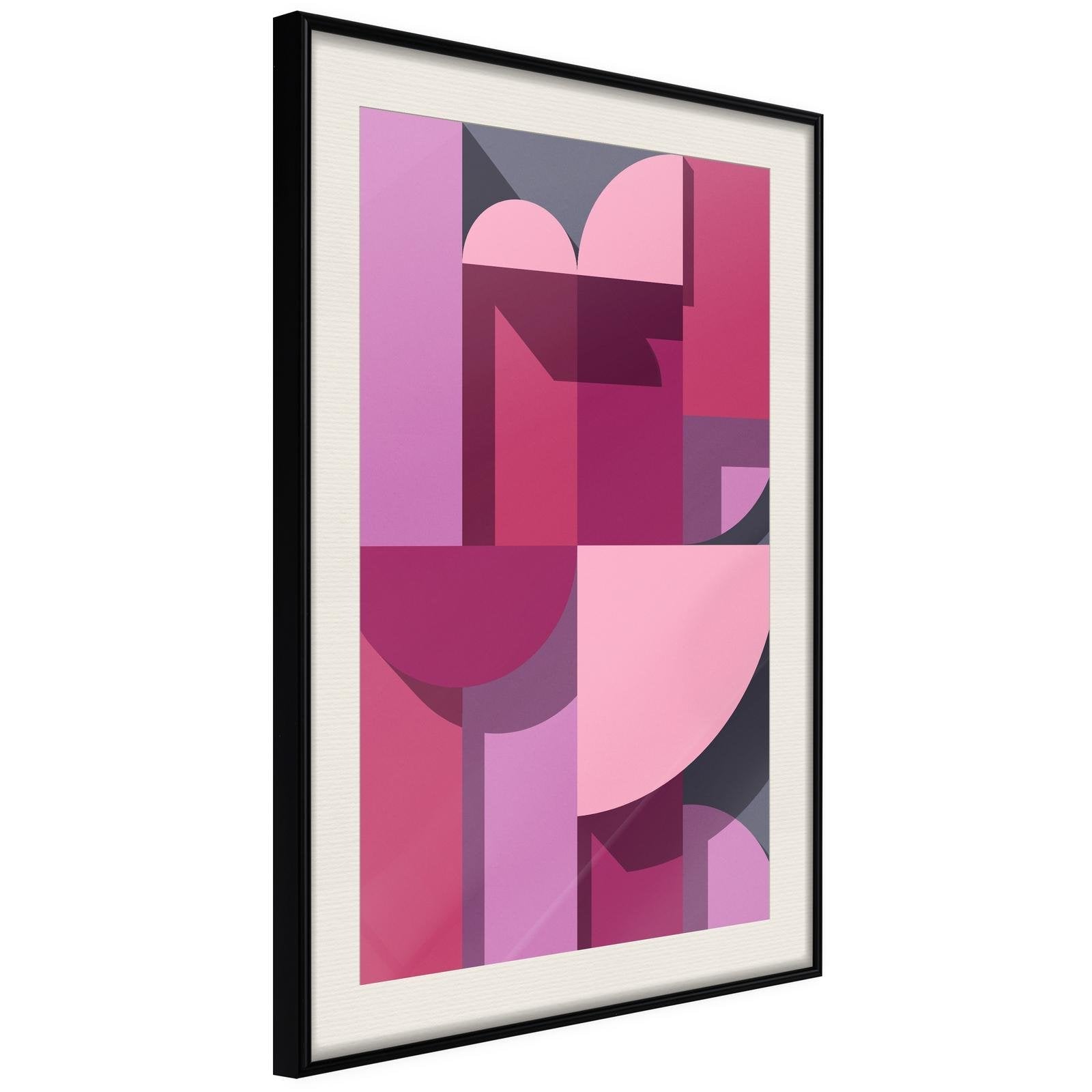 Inramad Poster / Tavla - Pink Geometry-Poster Inramad-Artgeist-20x30-Svart ram med passepartout-peaceofhome.se
