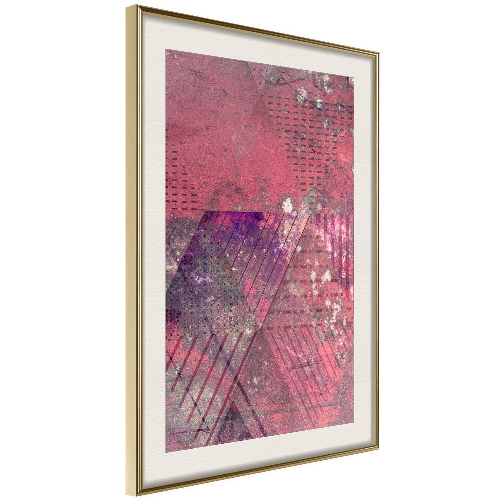 Inramad Poster / Tavla - Pink Patchwork III-Poster Inramad-Artgeist-20x30-Guldram med passepartout-peaceofhome.se