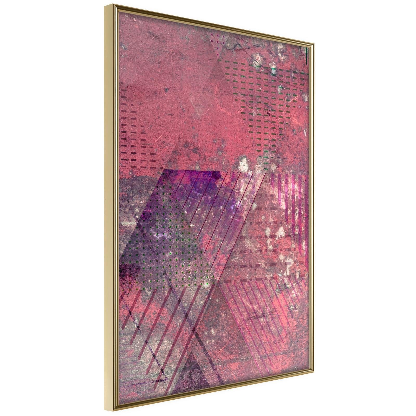 Inramad Poster / Tavla - Pink Patchwork III-Poster Inramad-Artgeist-20x30-Guldram-peaceofhome.se