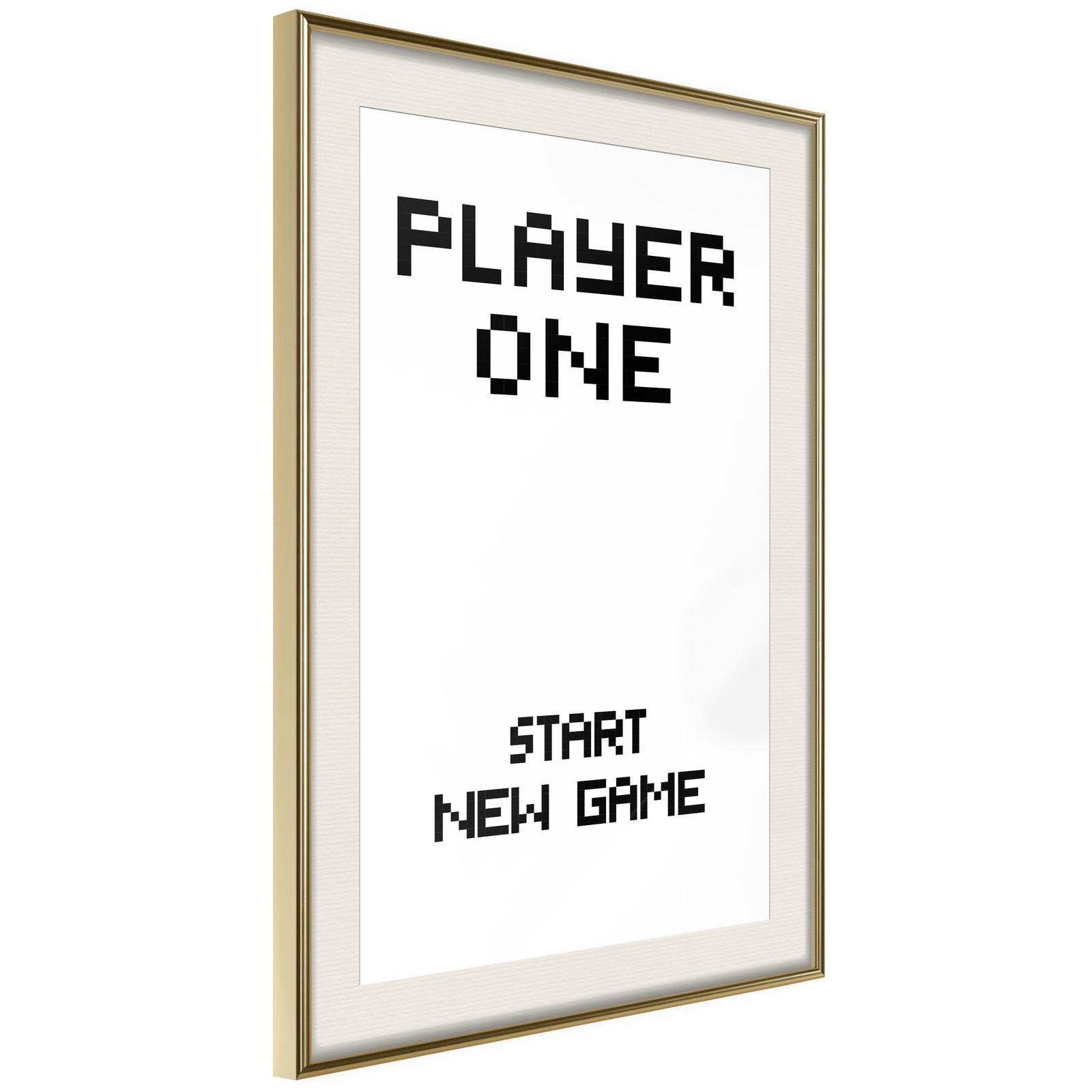 Inramad Poster / Tavla - Player One-Poster Inramad-Artgeist-20x30-Guldram med passepartout-peaceofhome.se
