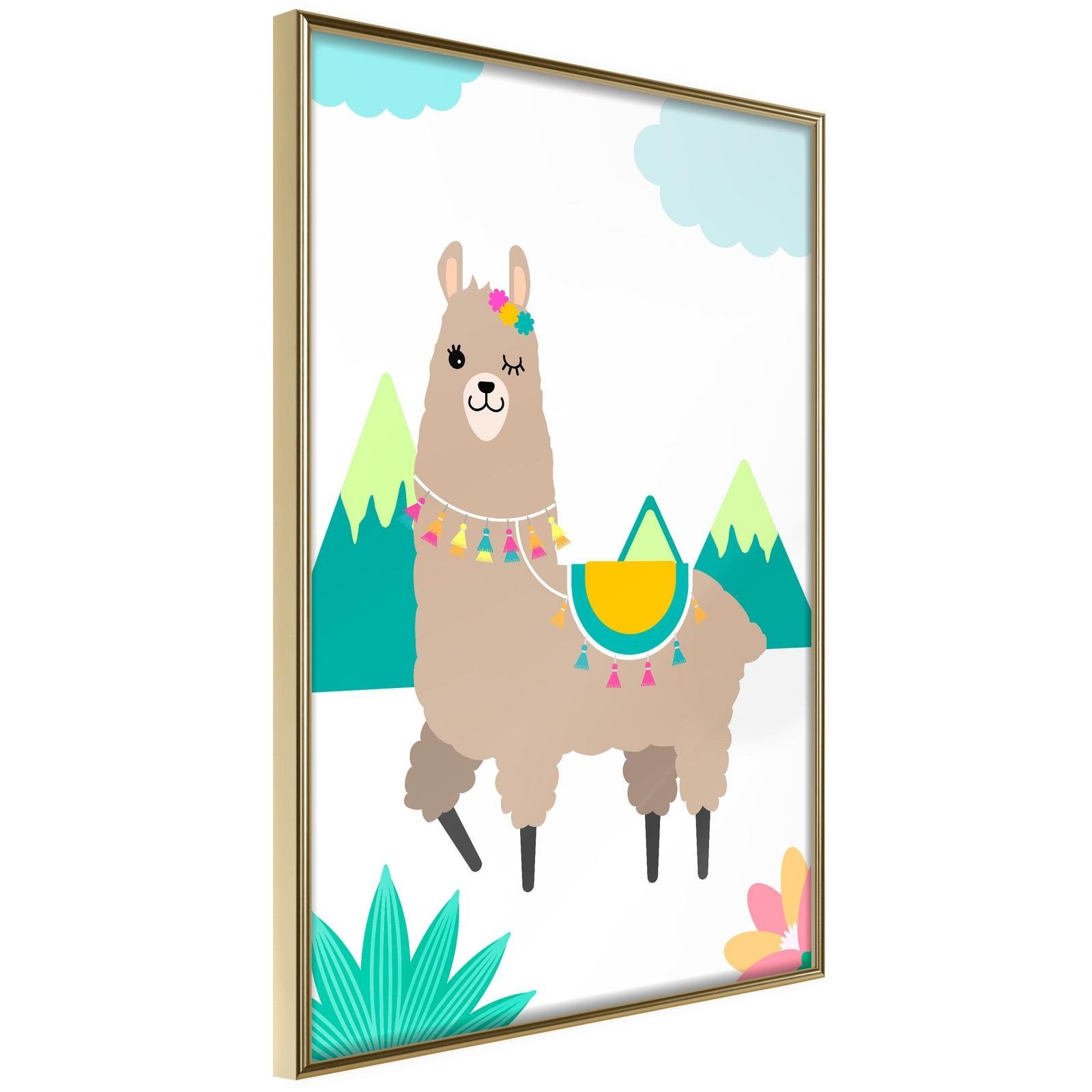 Inramad Poster / Tavla - Playful Llama-Poster Inramad-Artgeist-20x30-Guldram-peaceofhome.se