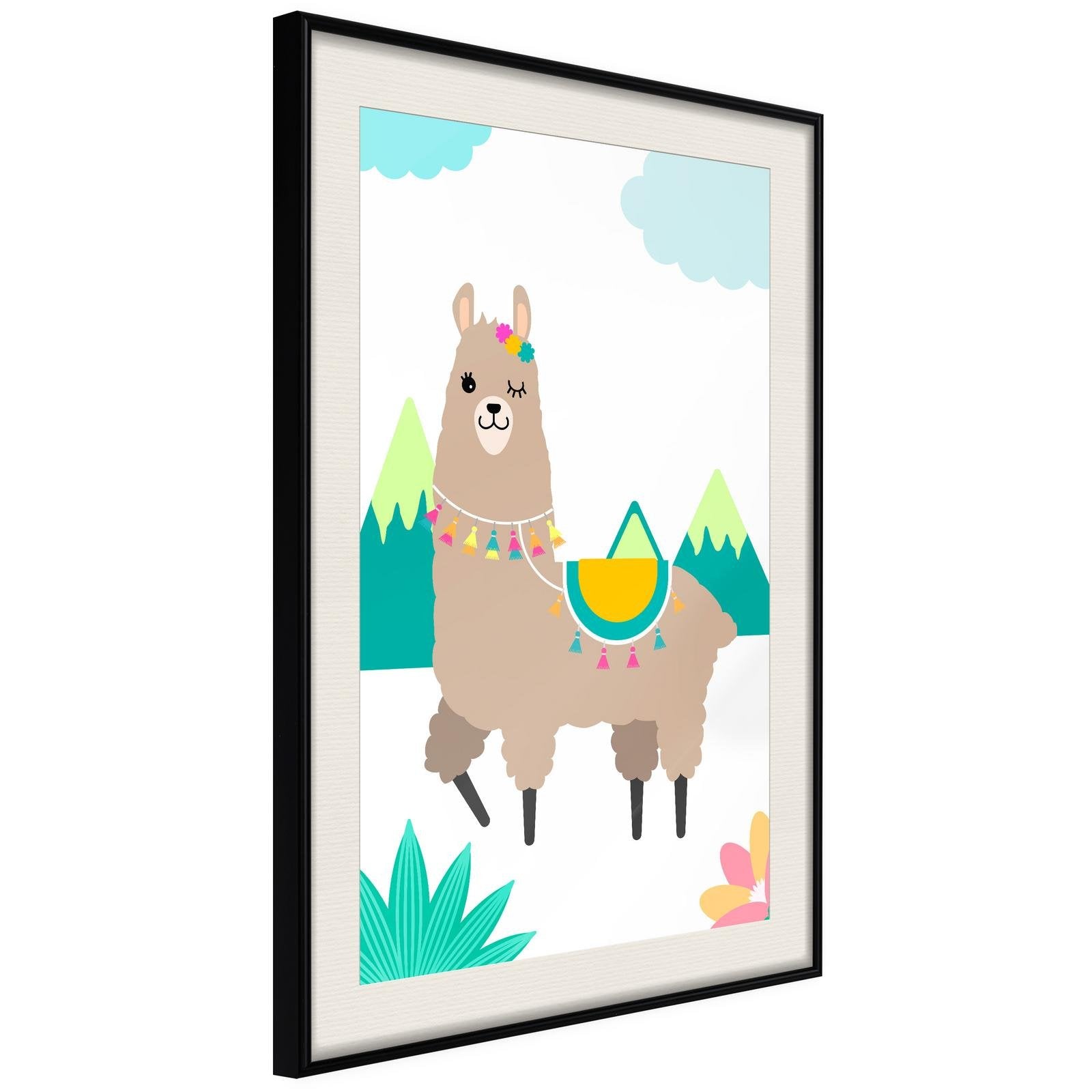 Inramad Poster / Tavla - Playful Llama-Poster Inramad-Artgeist-20x30-Svart ram med passepartout-peaceofhome.se