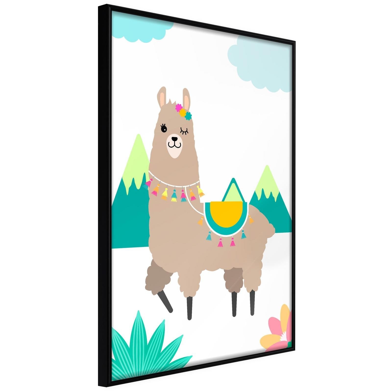 Inramad Poster / Tavla - Playful Llama-Poster Inramad-Artgeist-20x30-Svart ram-peaceofhome.se