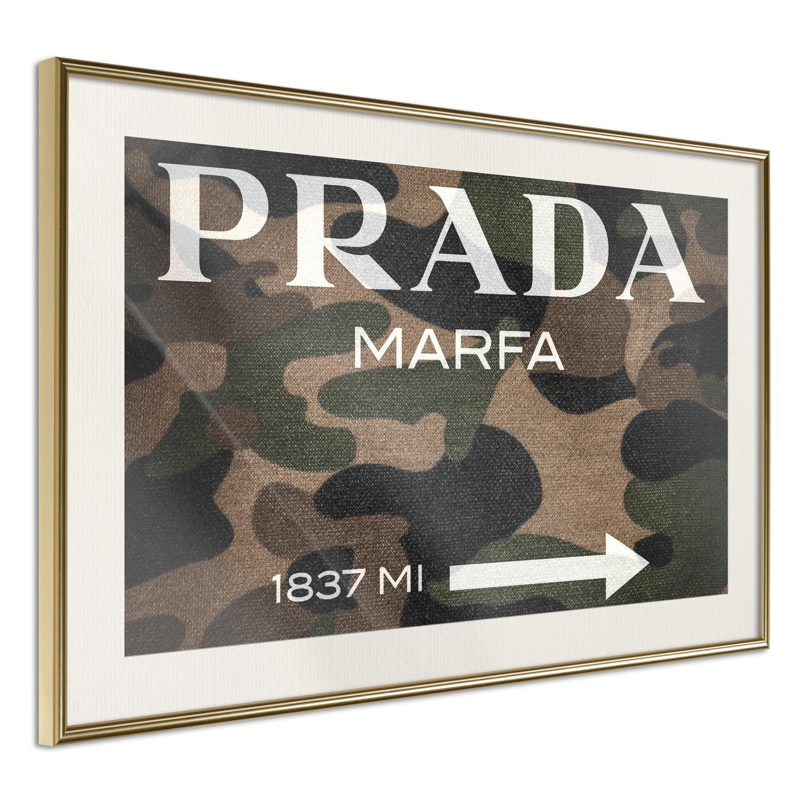 Inramad Poster / Tavla - Prada (Camo)-Poster Inramad-Artgeist-30x20-Guldram med passepartout-peaceofhome.se