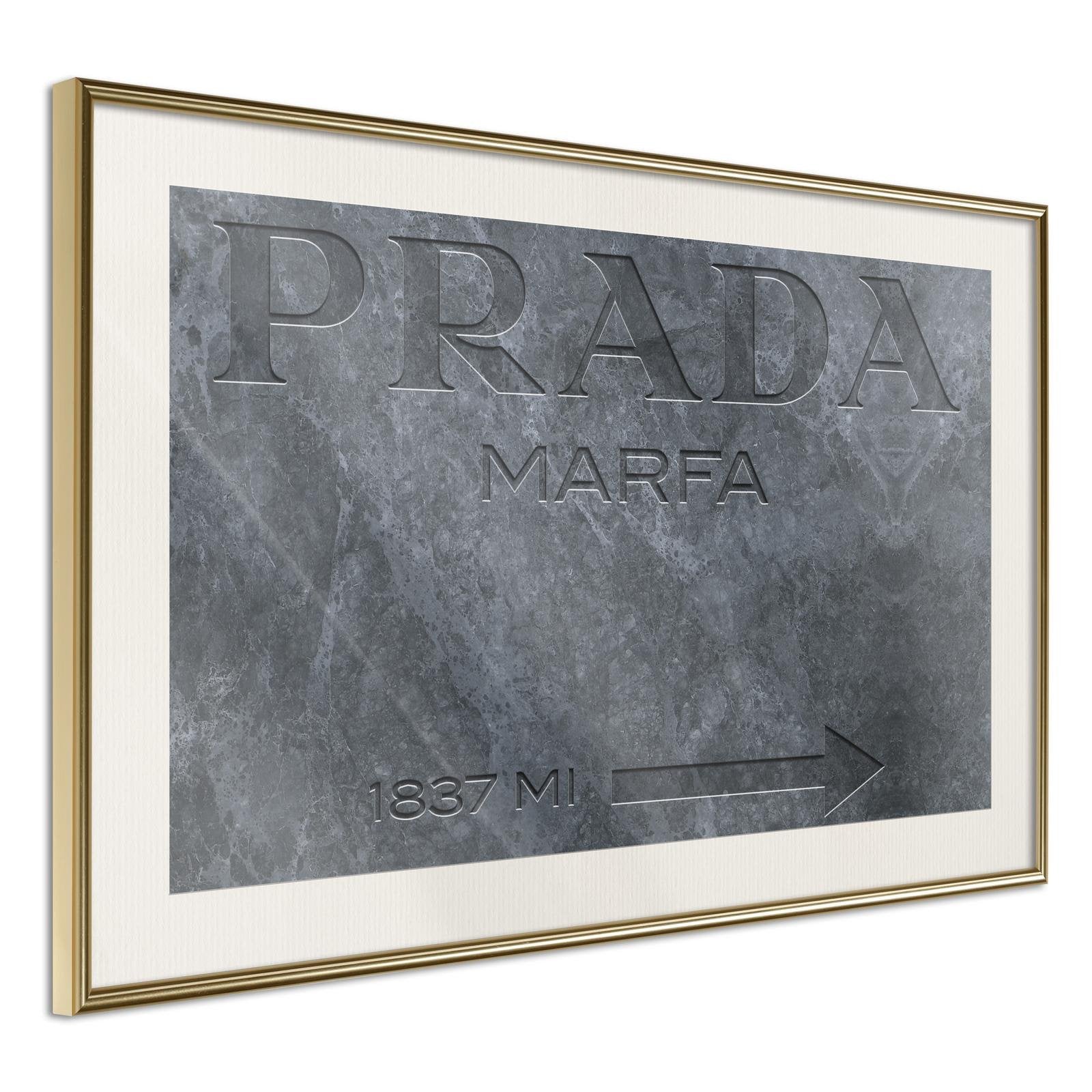 Inramad Poster / Tavla - Prada (Grey)-Poster Inramad-Artgeist-30x20-Guldram med passepartout-peaceofhome.se