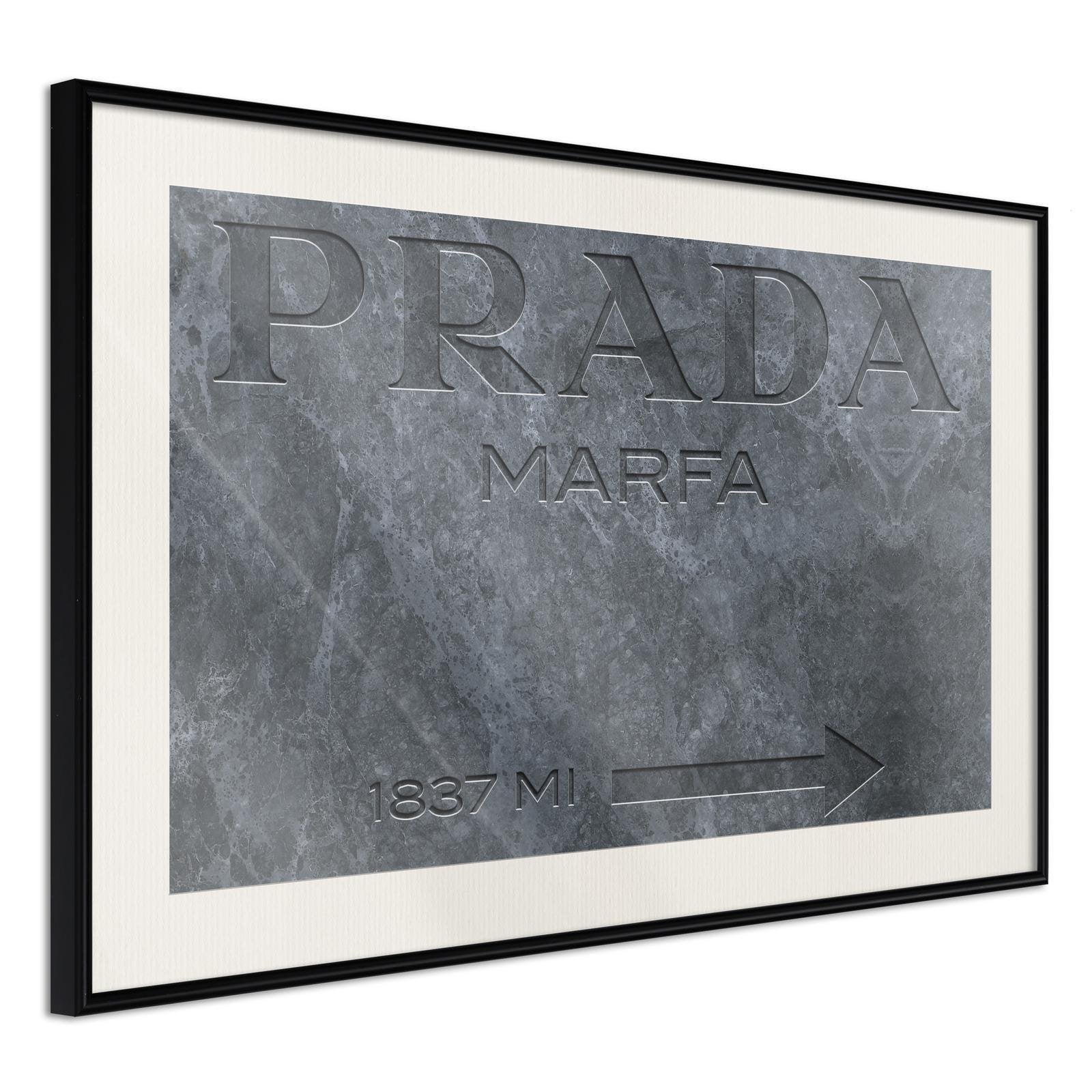 Inramad Poster / Tavla - Prada (Grey)-Poster Inramad-Artgeist-30x20-Svart ram med passepartout-peaceofhome.se