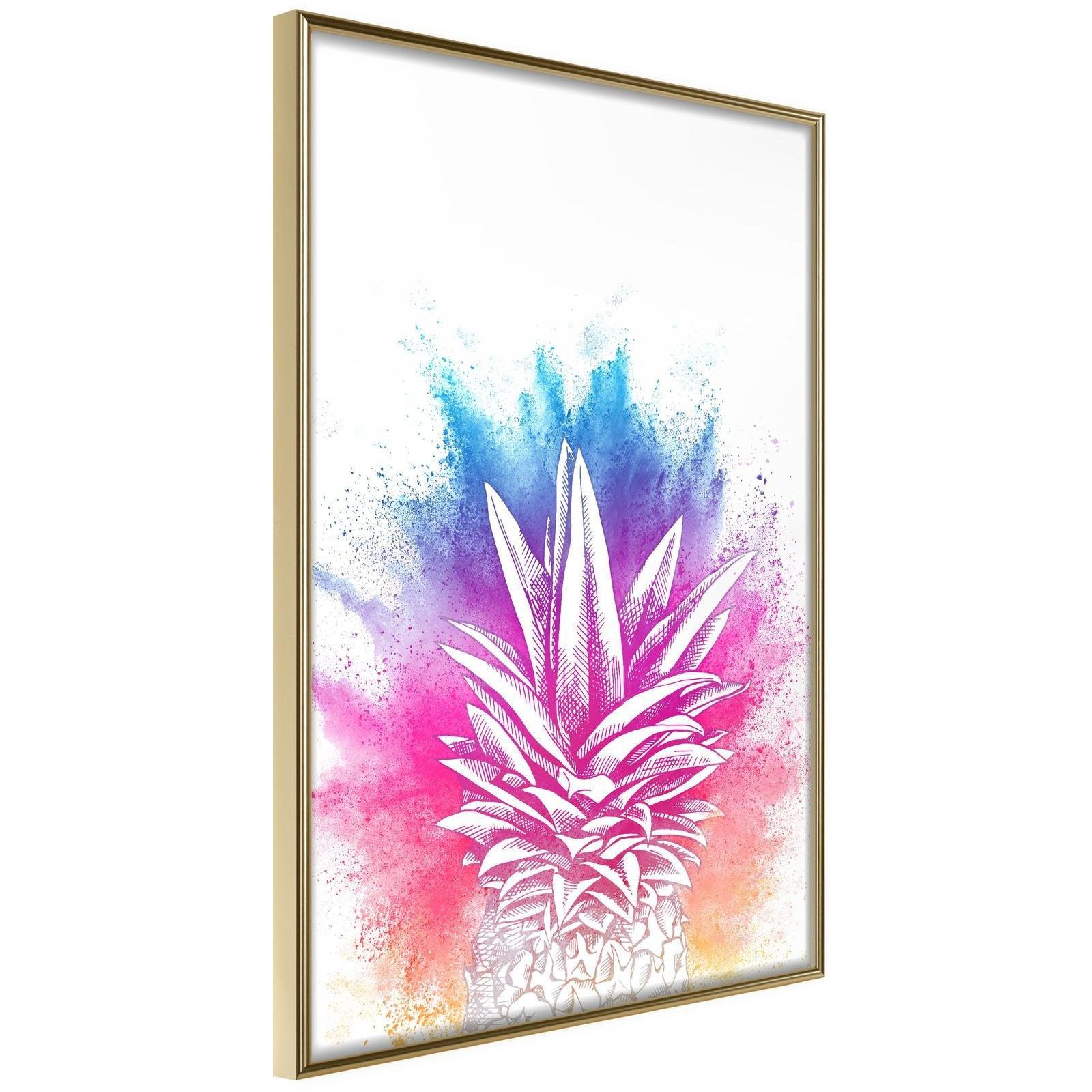 Inramad Poster / Tavla - Rainbow Pineapple Crown-Poster Inramad-Artgeist-20x30-Guldram-peaceofhome.se