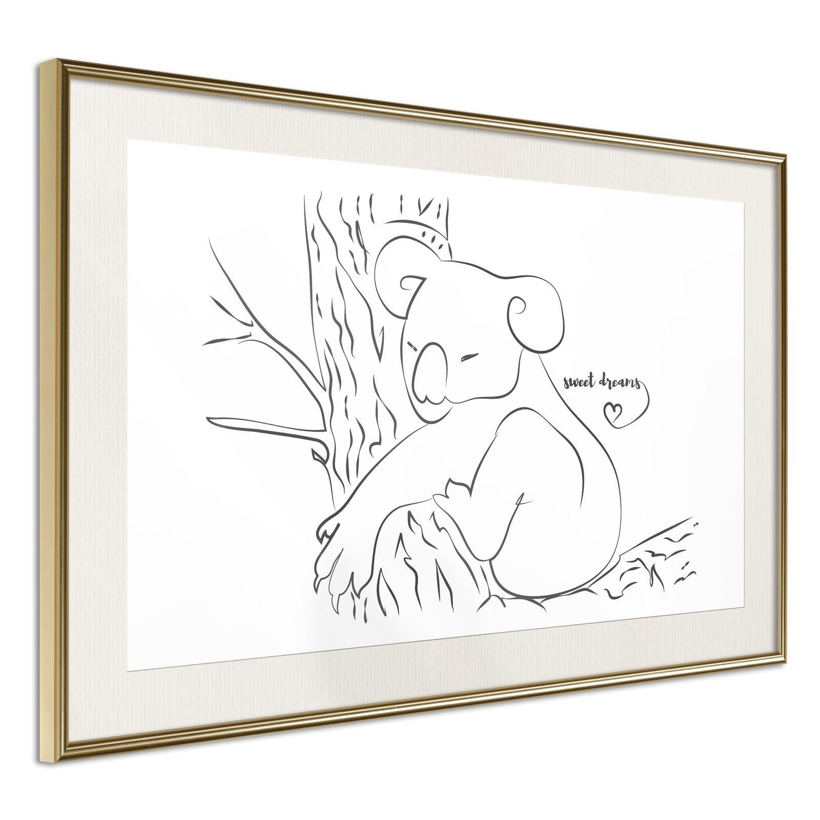 Inramad Poster / Tavla - Resting Koala-Poster Inramad-Artgeist-30x20-Guldram med passepartout-peaceofhome.se