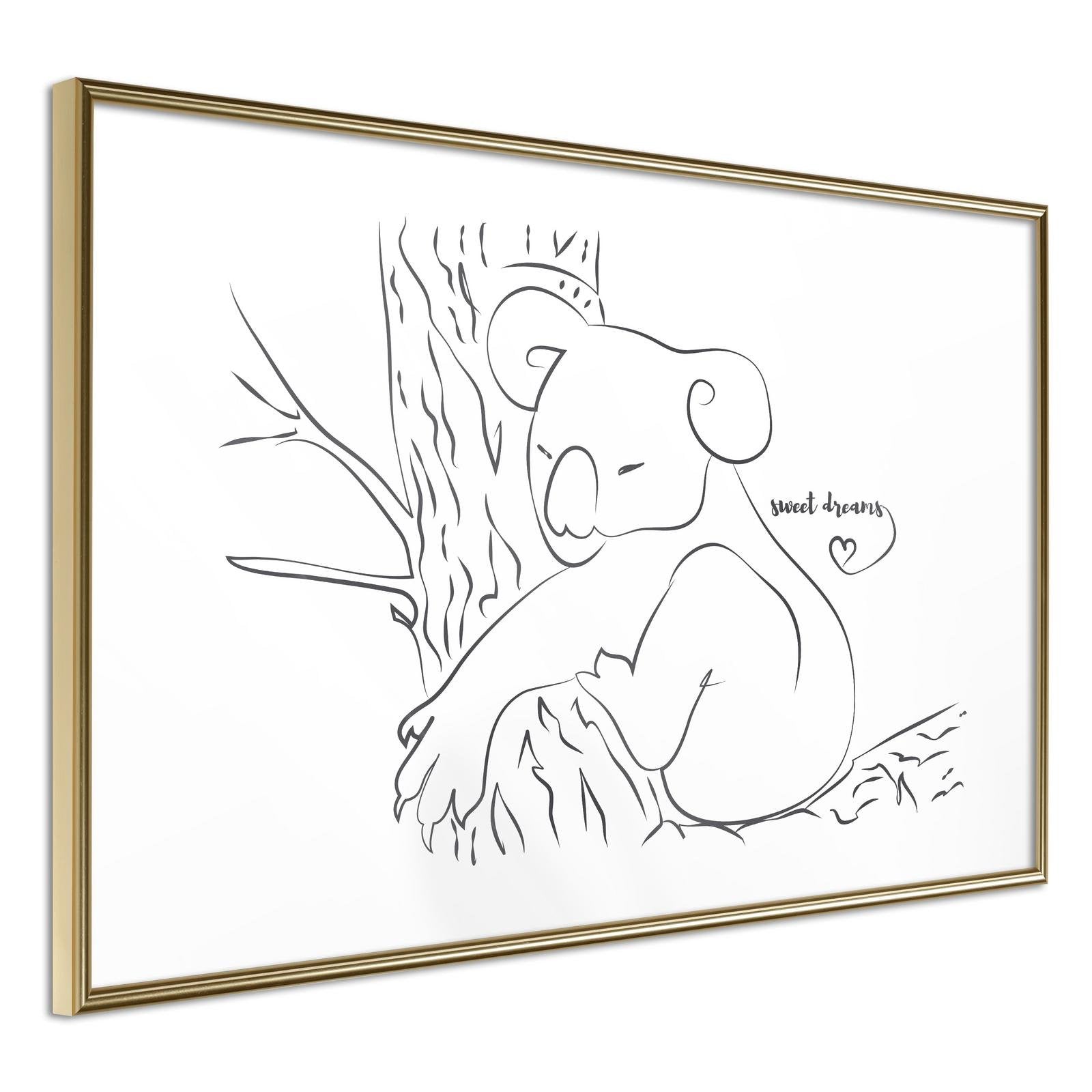 Inramad Poster / Tavla - Resting Koala-Poster Inramad-Artgeist-30x20-Guldram-peaceofhome.se