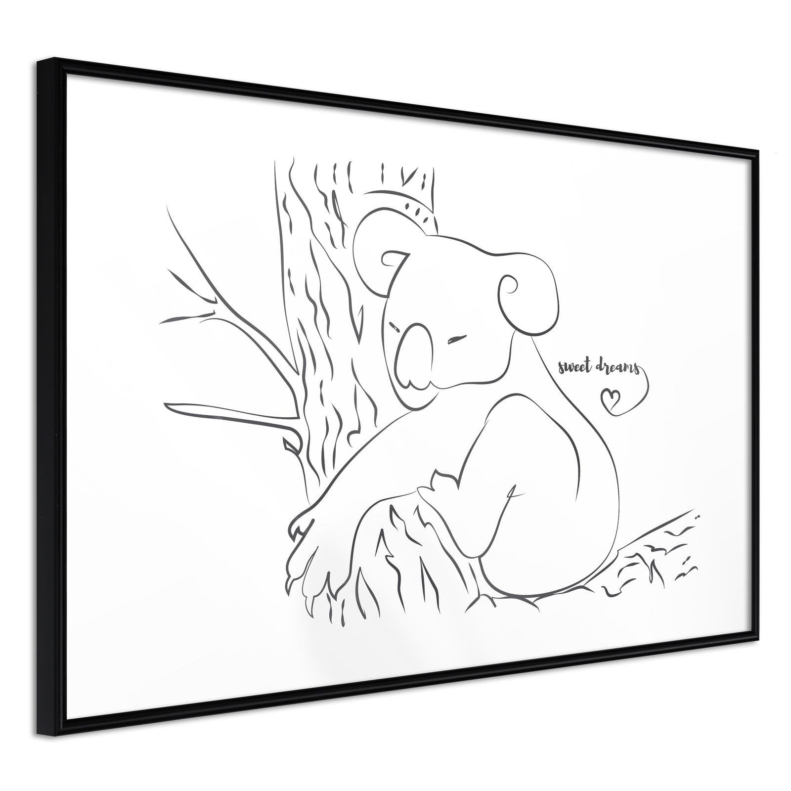 Inramad Poster / Tavla - Resting Koala-Poster Inramad-Artgeist-30x20-Svart ram-peaceofhome.se