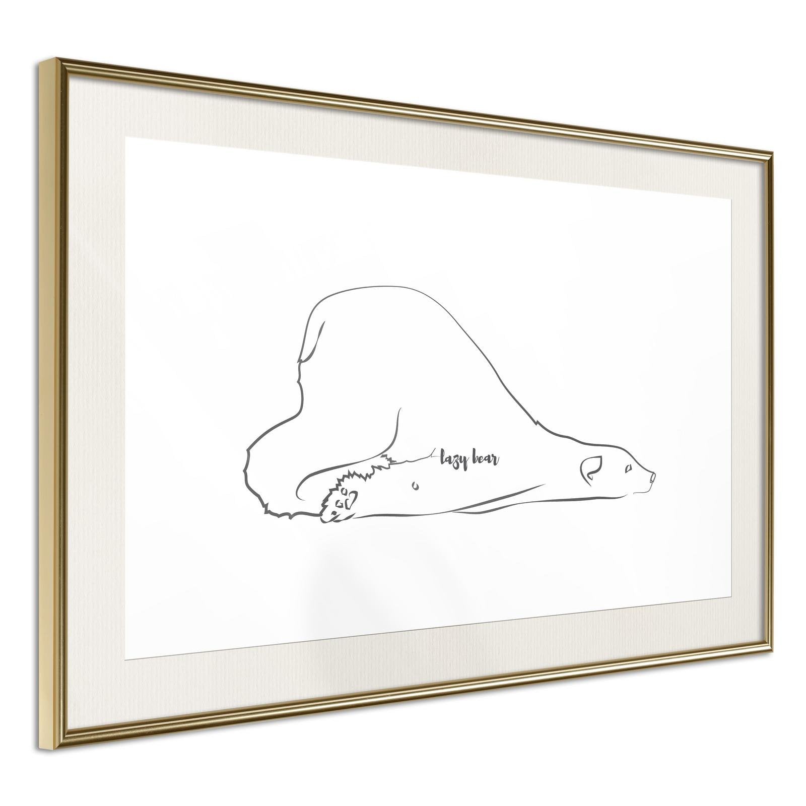 Inramad Poster / Tavla - Resting Polar Bear-Poster Inramad-Artgeist-30x20-Guldram med passepartout-peaceofhome.se