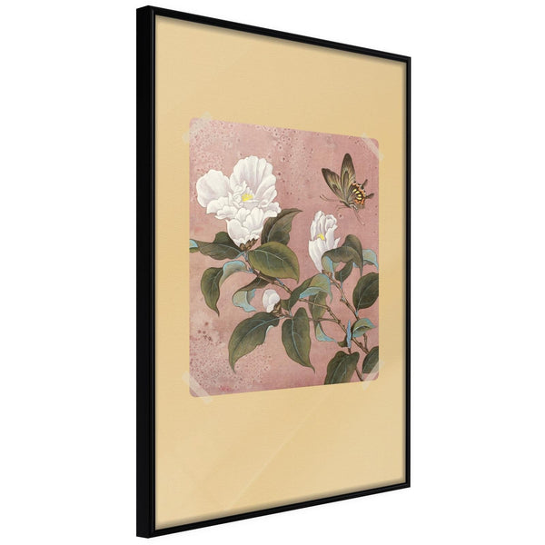 Inramad Poster / Tavla - Rhododendron and Butterfly-Poster Inramad-Artgeist-20x30-Svart ram-peaceofhome.se