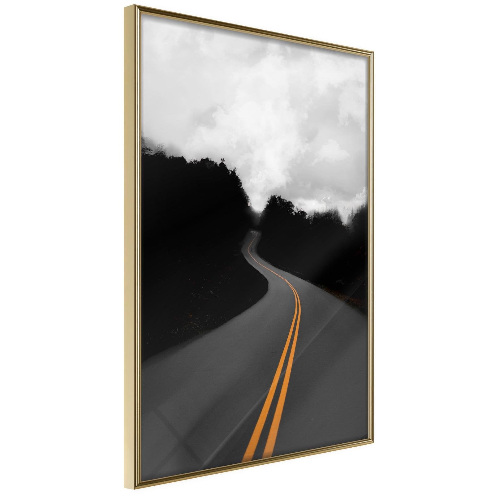 Inramad Poster / Tavla - Road Into the Unknown-Poster Inramad-Artgeist-20x30-Guldram-peaceofhome.se