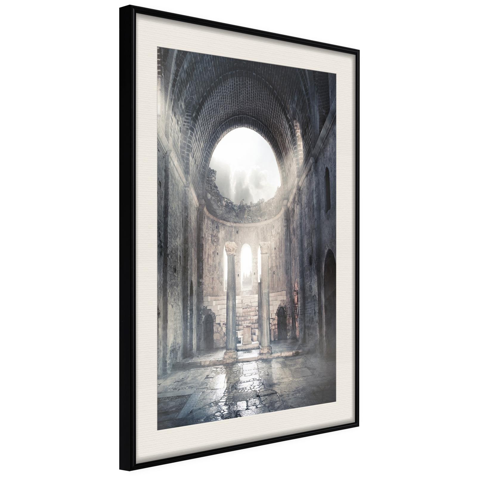 Inramad Poster / Tavla - Ruins of a Cathedral-Poster Inramad-Artgeist-20x30-Svart ram med passepartout-peaceofhome.se