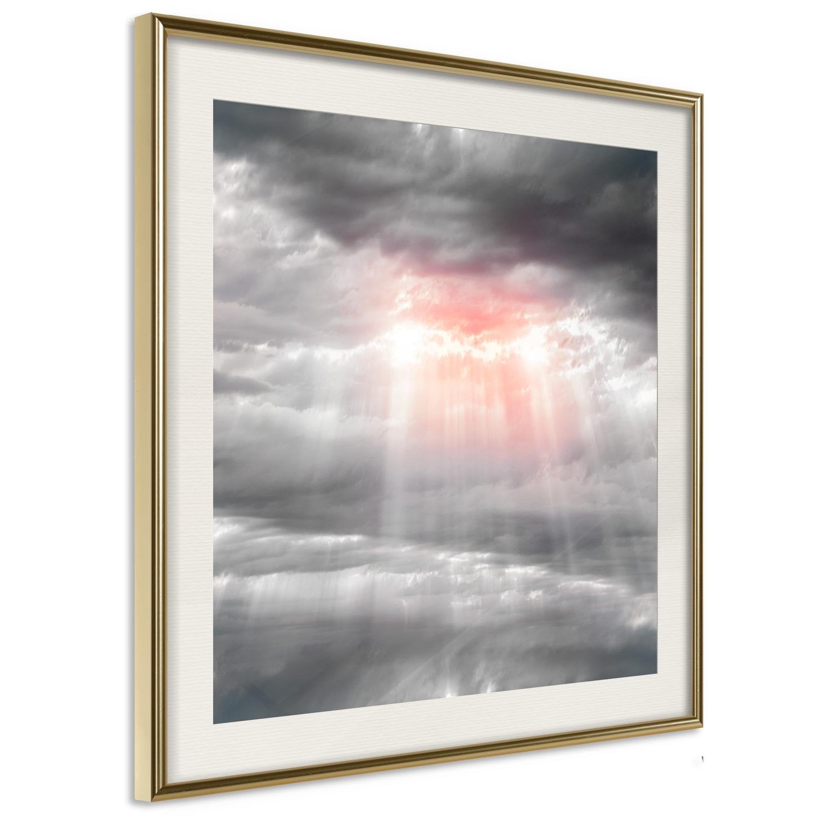 Inramad Poster / Tavla - Sign from Heaven-Poster Inramad-Artgeist-20x20-Guldram med passepartout-peaceofhome.se