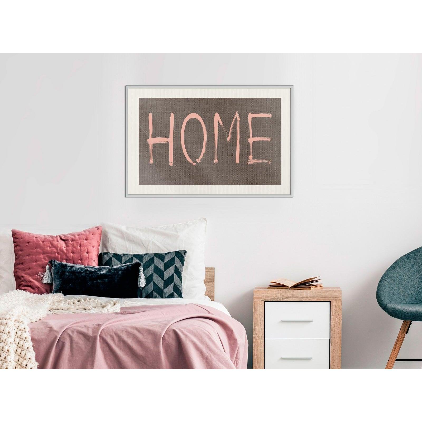 Inramad Poster / Tavla - Simply Home (Pink)-Poster Inramad-Artgeist-peaceofhome.se