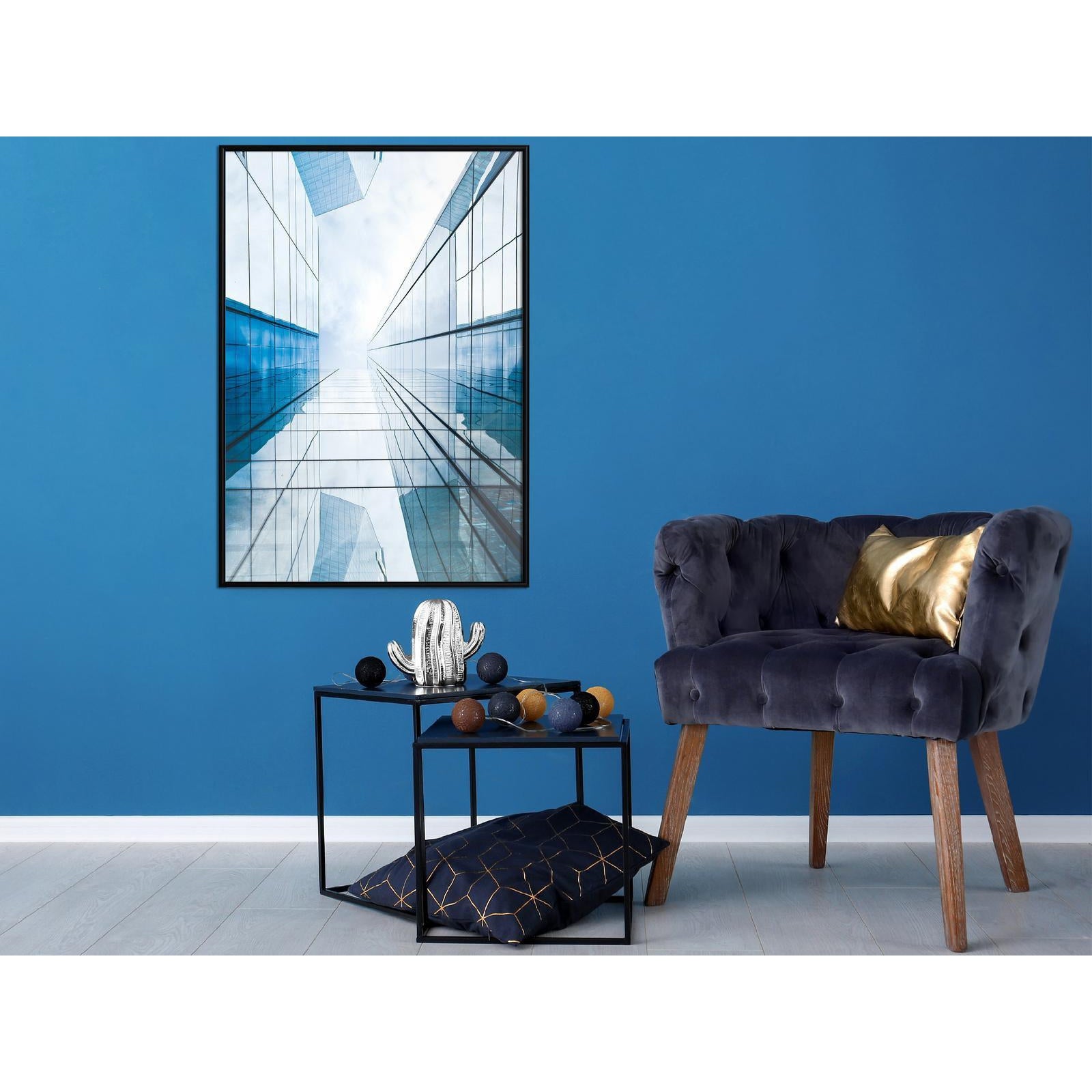 Inramad Poster / Tavla - Steel and Glass (Blue)-Poster Inramad-Artgeist-peaceofhome.se