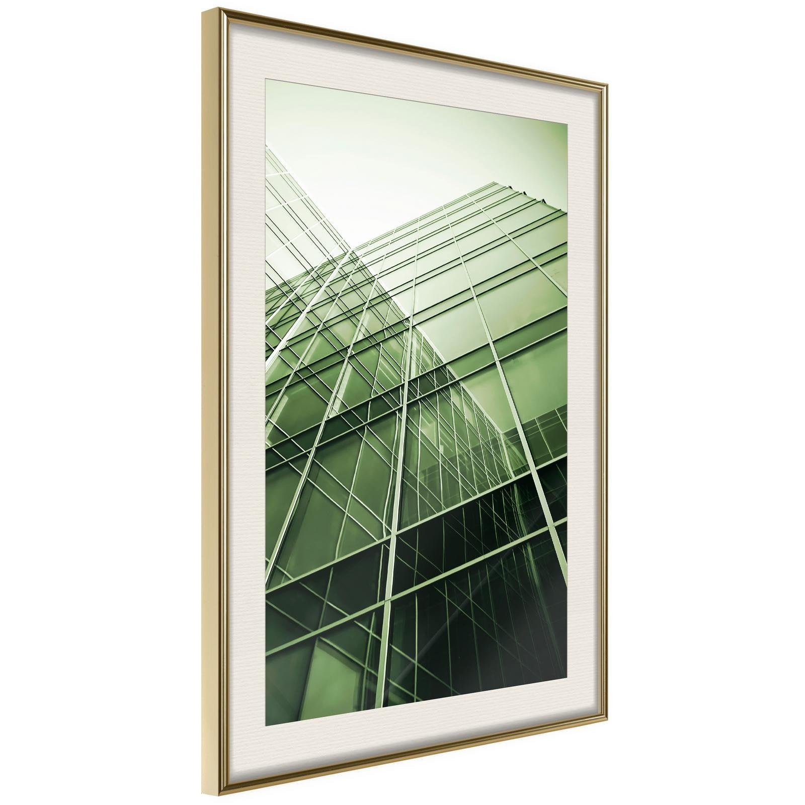 Inramad Poster / Tavla - Steel and Glass (Green)-Poster Inramad-Artgeist-20x30-Guldram med passepartout-peaceofhome.se