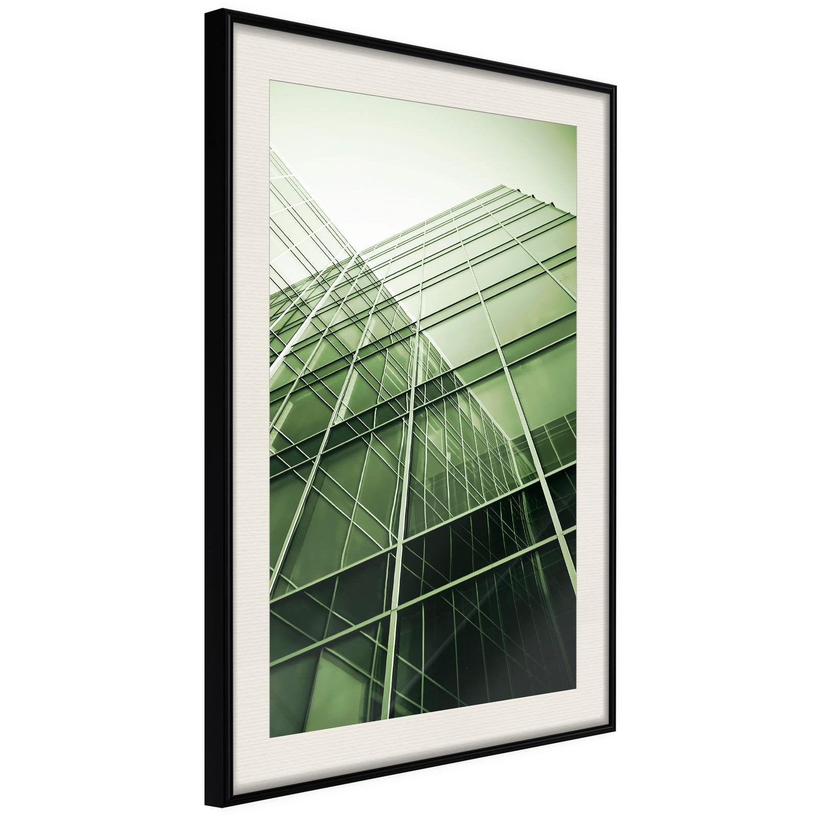 Inramad Poster / Tavla - Steel and Glass (Green)-Poster Inramad-Artgeist-20x30-Svart ram med passepartout-peaceofhome.se