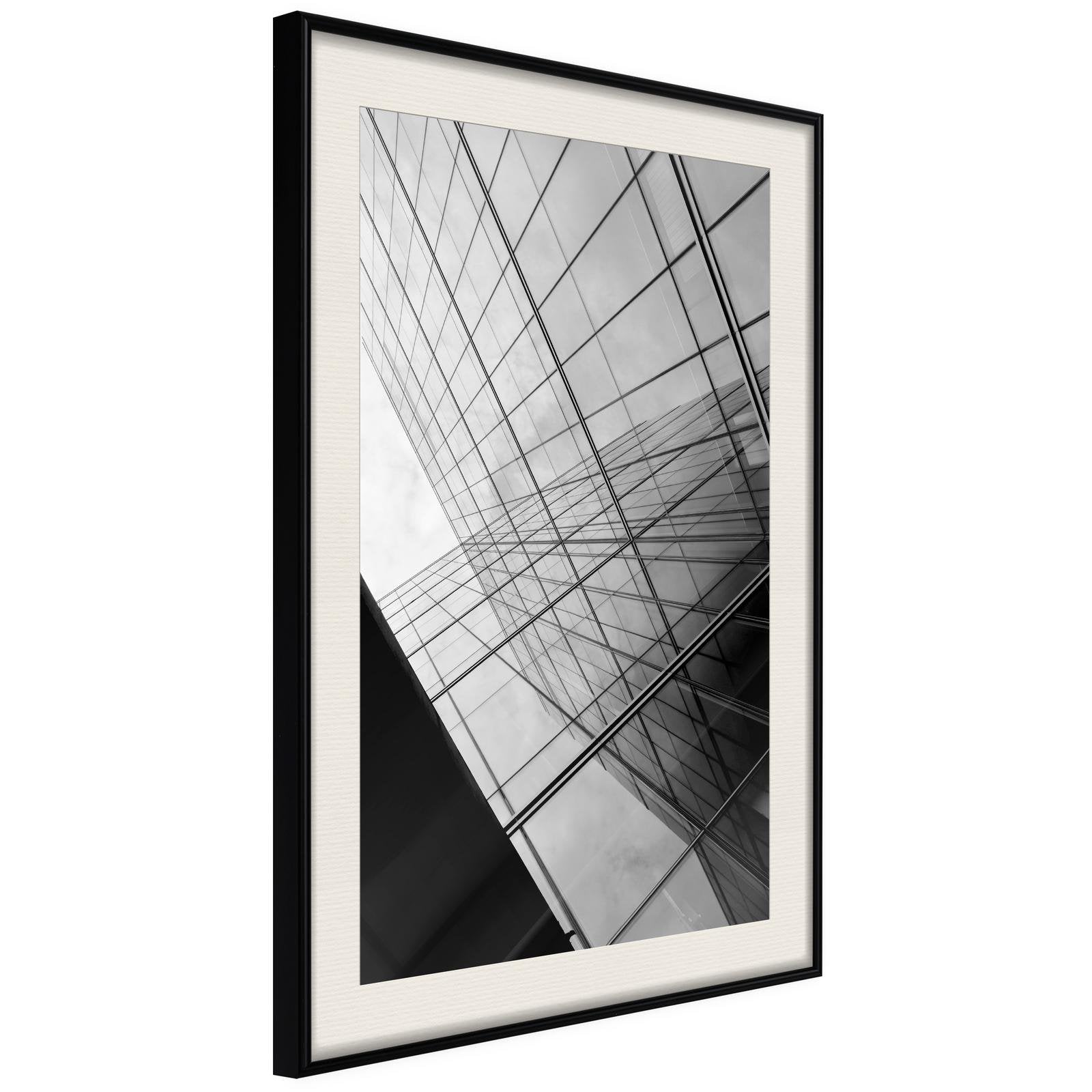 Inramad Poster / Tavla - Steel and Glass (Grey)-Poster Inramad-Artgeist-20x30-Svart ram med passepartout-peaceofhome.se