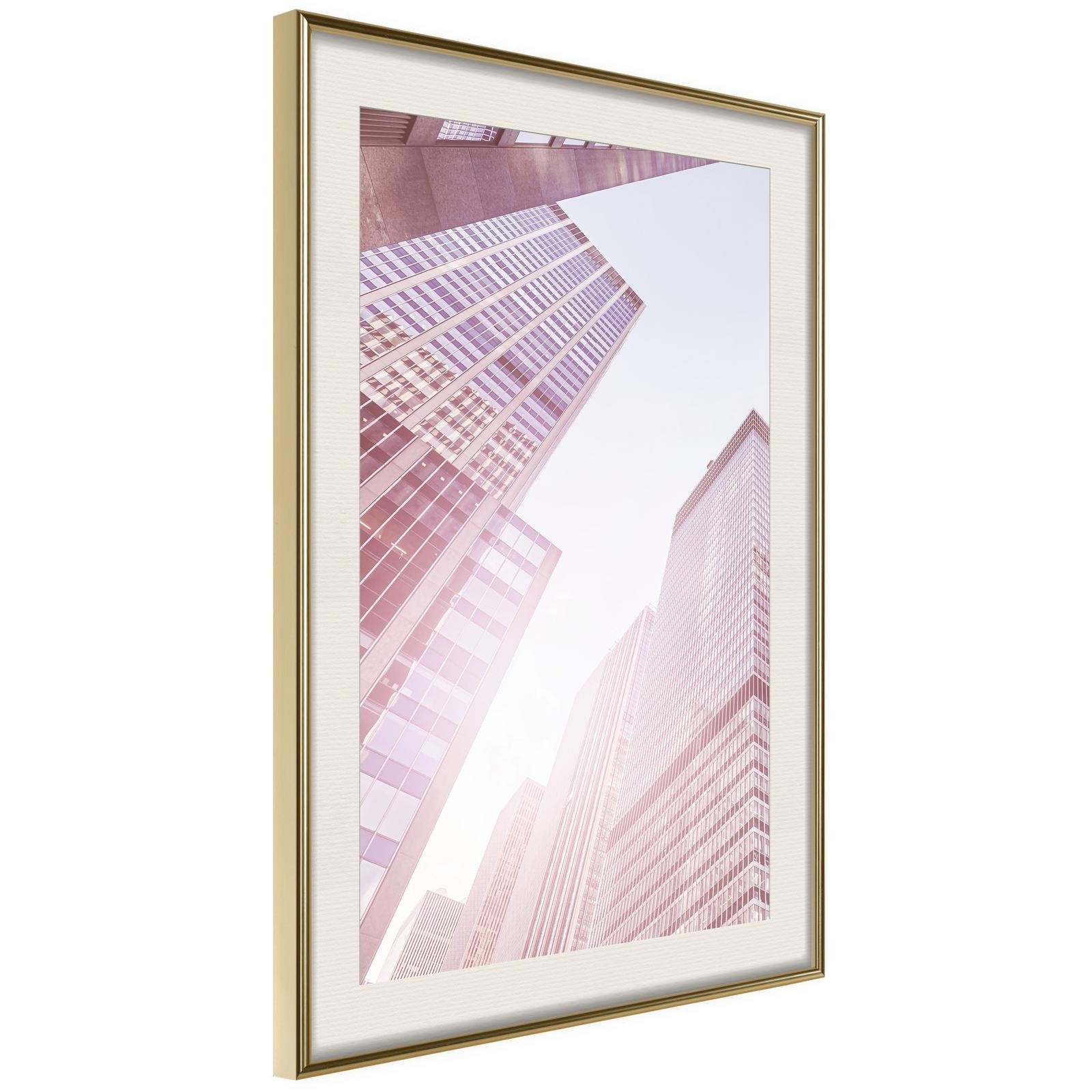 Inramad Poster / Tavla - Steel and Glass (Pink)-Poster Inramad-Artgeist-20x30-Guldram med passepartout-peaceofhome.se
