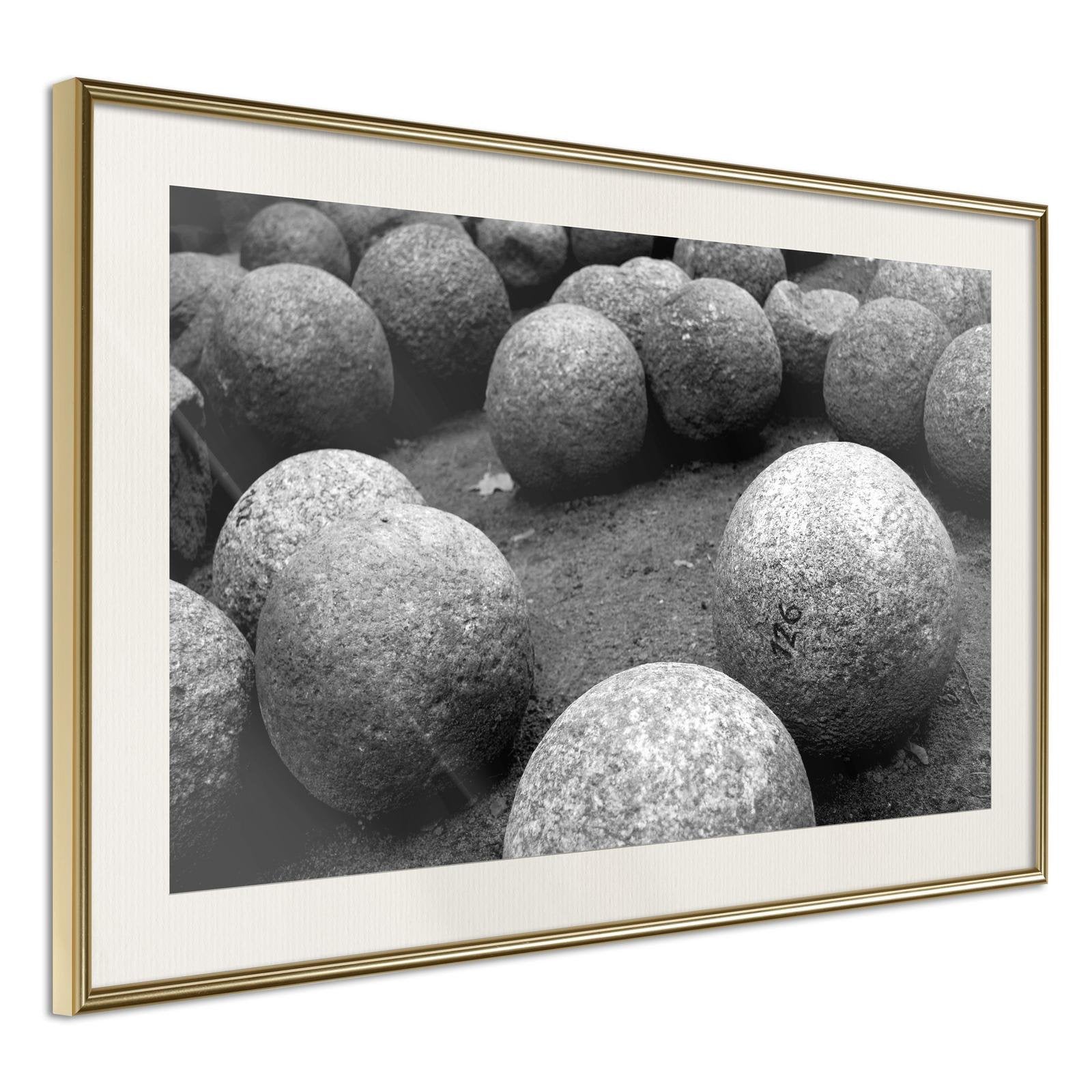 Inramad Poster / Tavla - Stone Spheres-Poster Inramad-Artgeist-30x20-Guldram med passepartout-peaceofhome.se