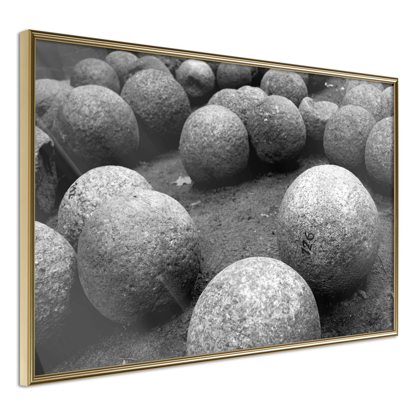 Inramad Poster / Tavla - Stone Spheres-Poster Inramad-Artgeist-30x20-Guldram-peaceofhome.se