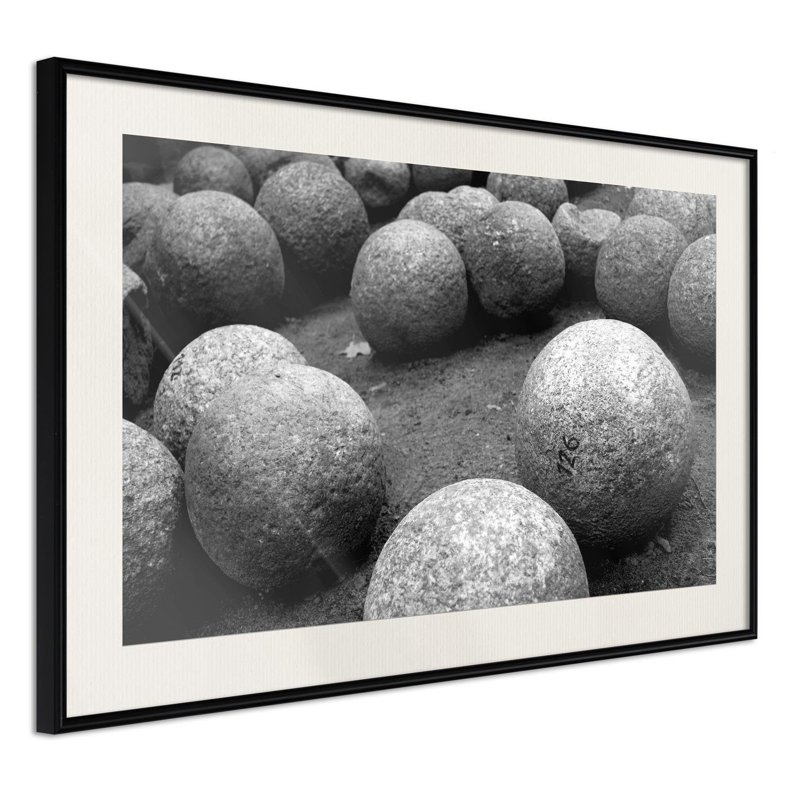 Inramad Poster / Tavla - Stone Spheres-Poster Inramad-Artgeist-30x20-Svart ram med passepartout-peaceofhome.se