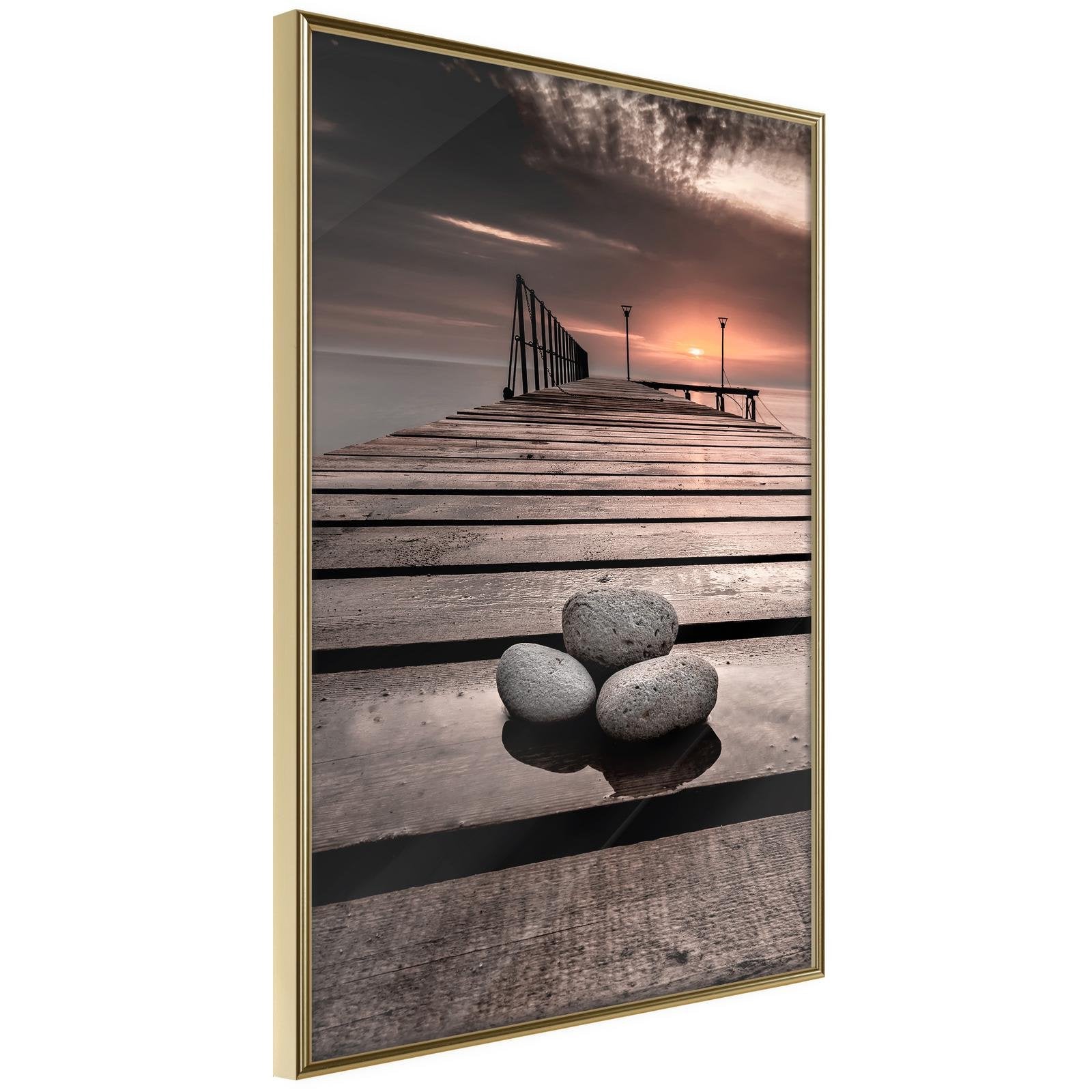 Inramad Poster / Tavla - Stones on the Pier-Poster Inramad-Artgeist-20x30-Guldram-peaceofhome.se
