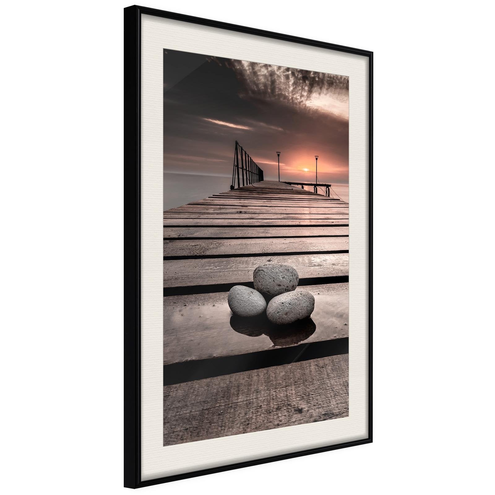 Inramad Poster / Tavla - Stones on the Pier-Poster Inramad-Artgeist-20x30-Svart ram med passepartout-peaceofhome.se