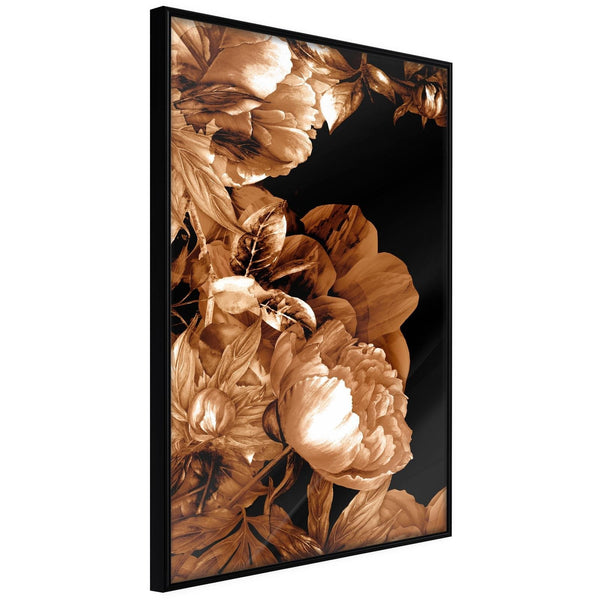 Inramad Poster / Tavla - Summer Flowers in Sepia-Poster Inramad-Artgeist-20x30-Svart ram-peaceofhome.se